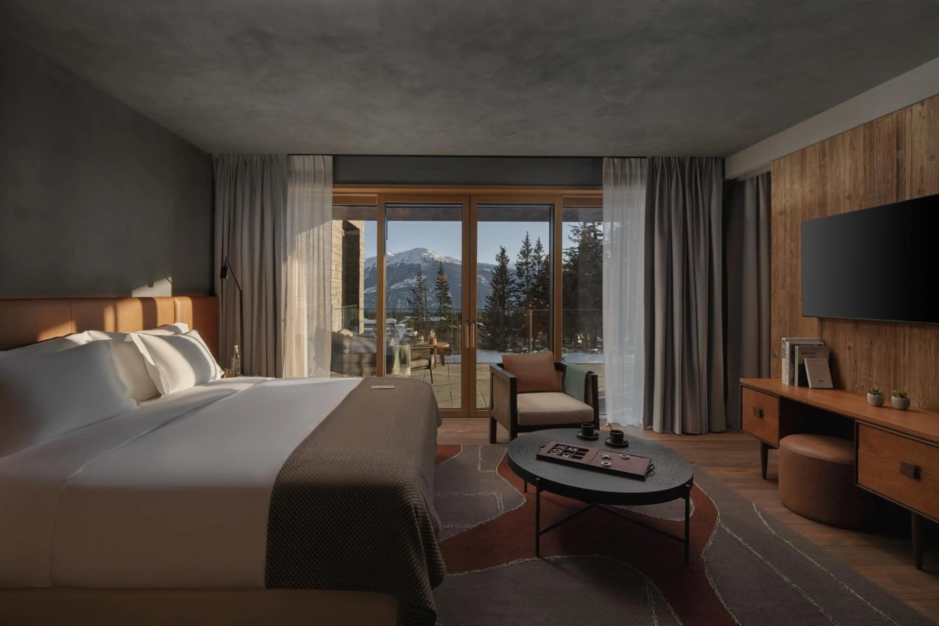 Bedroom, Bed in Six Senses Crans-Montana