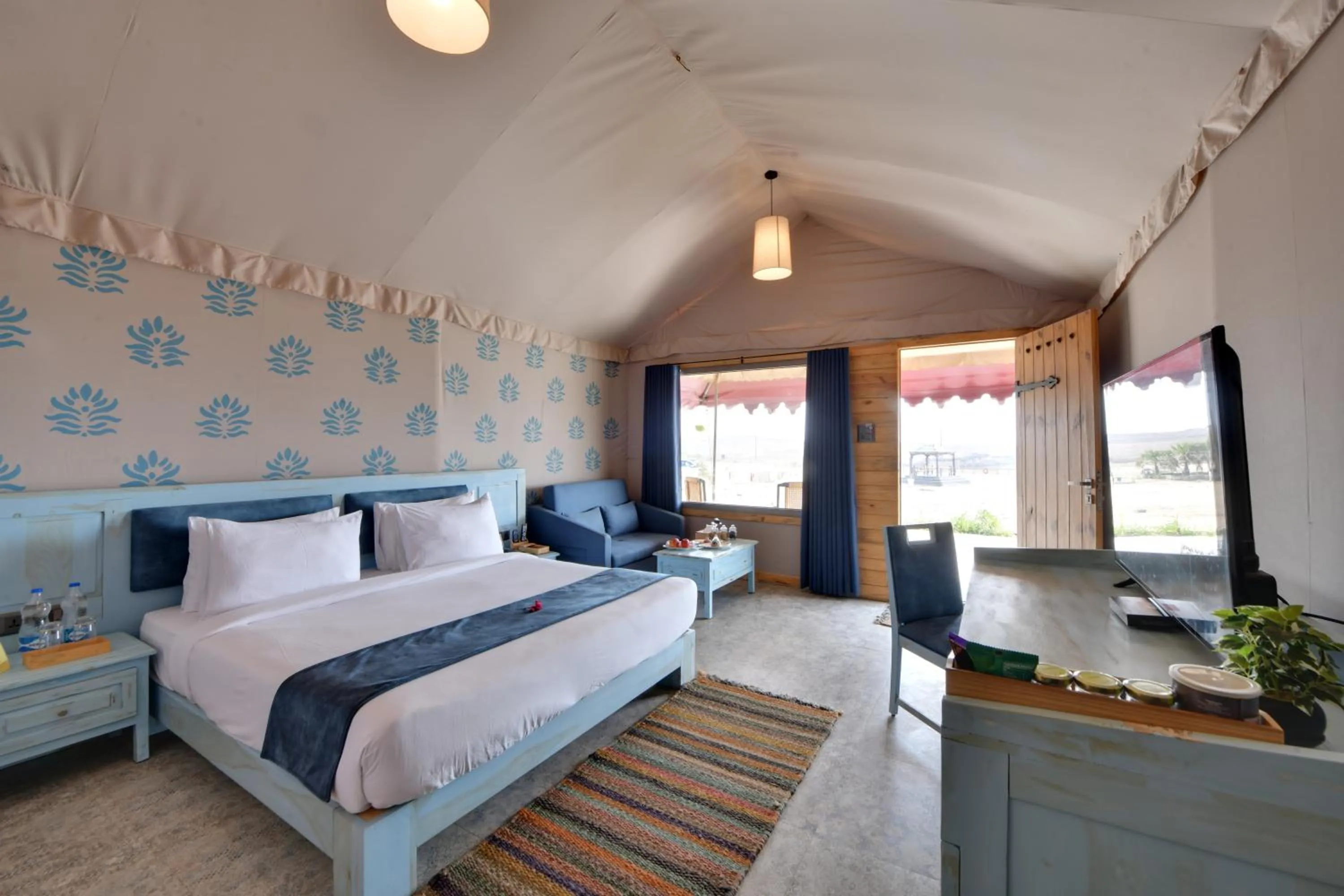 View (from property/room), Bed in The Fern Seaside Luxurious Tent Resort Diu