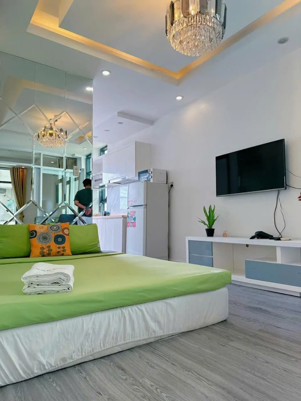 Bed in Pearl Nha Trang Beach Apartment