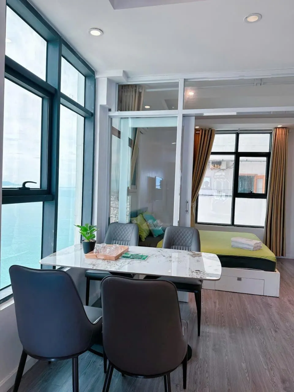 Bed in Pearl Nha Trang Beach Apartment