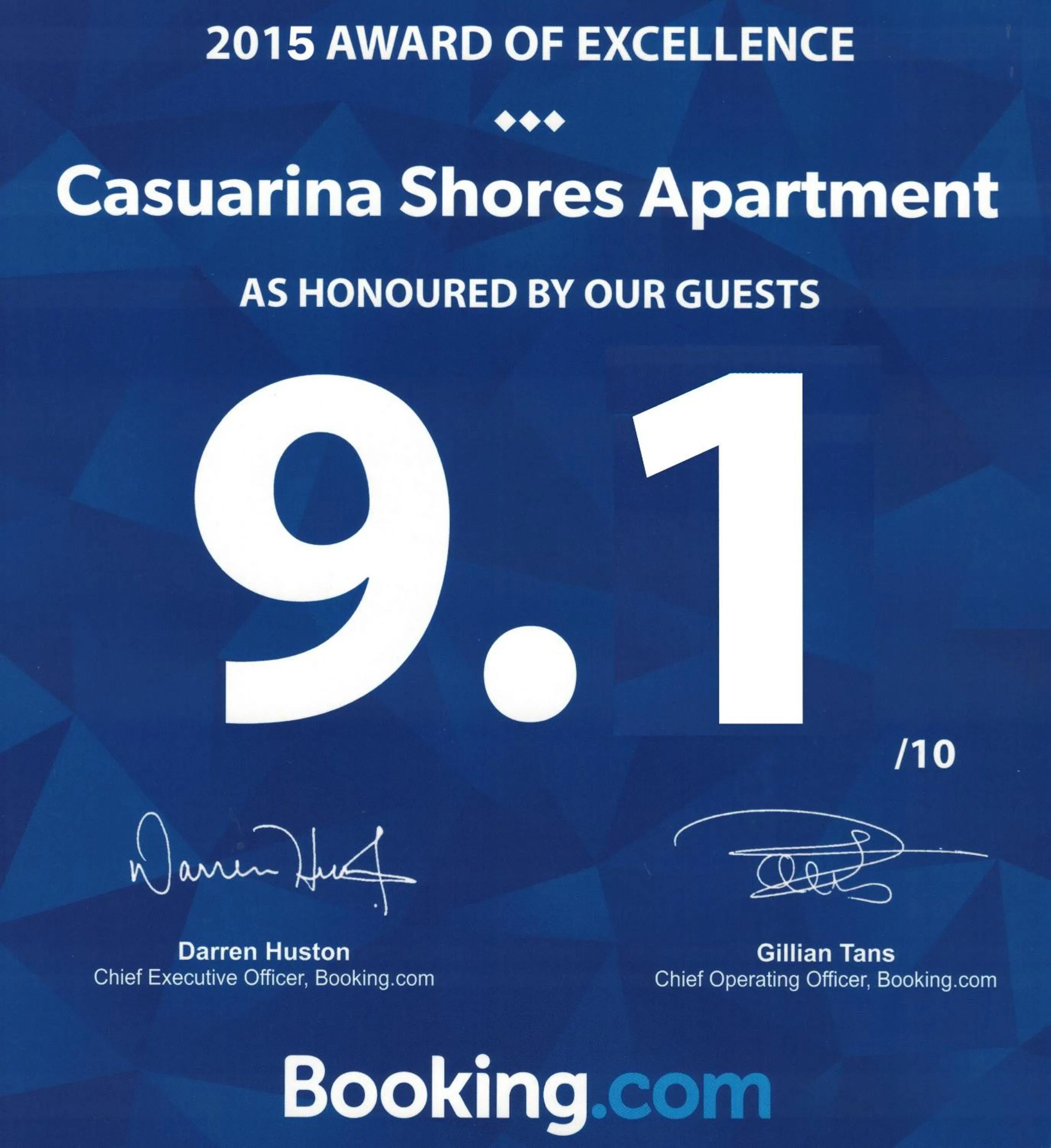 Certificate/Award in Casuarina Shores Apartment - SHA Plus