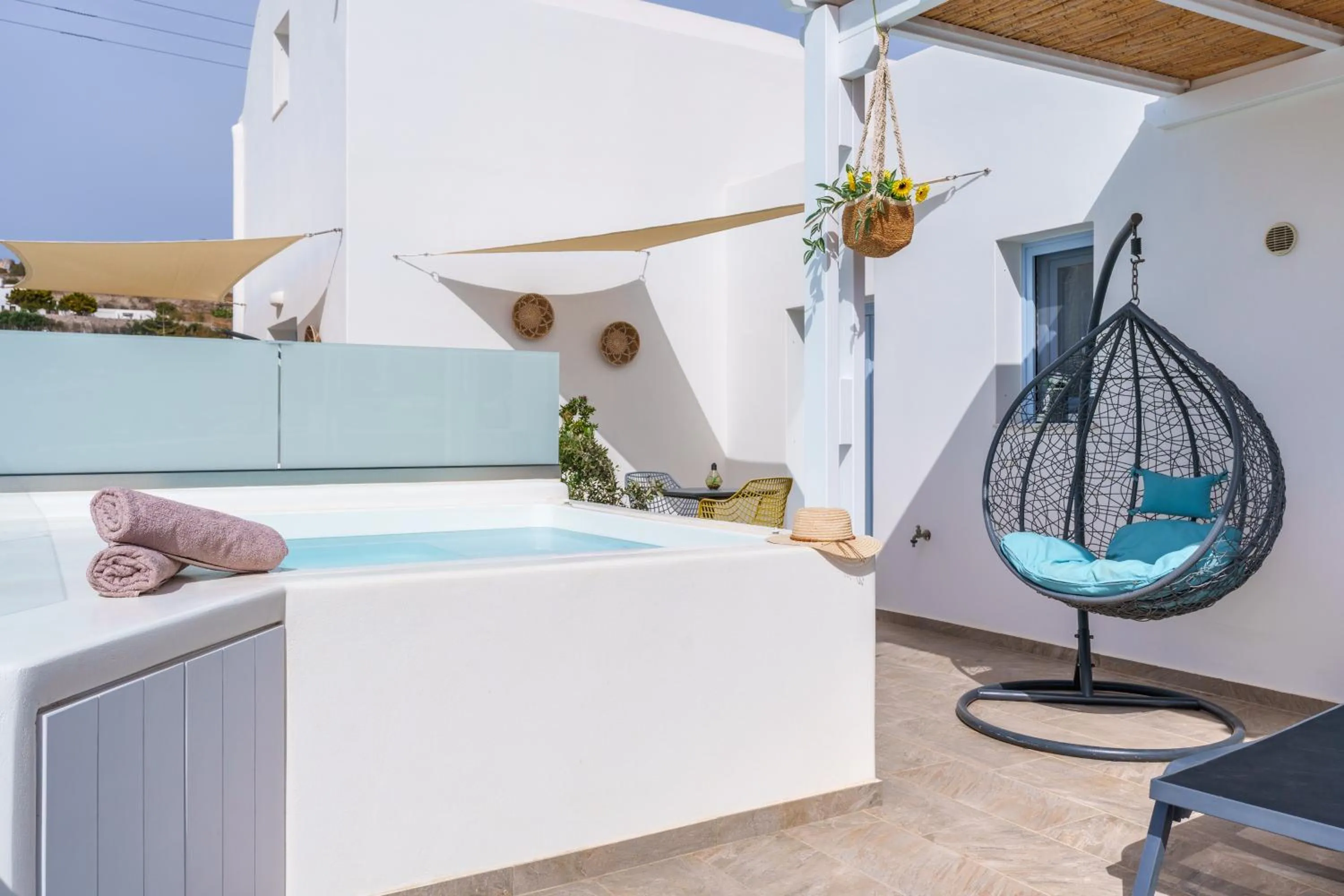 Seating area in SantoRossa Luxury Villas