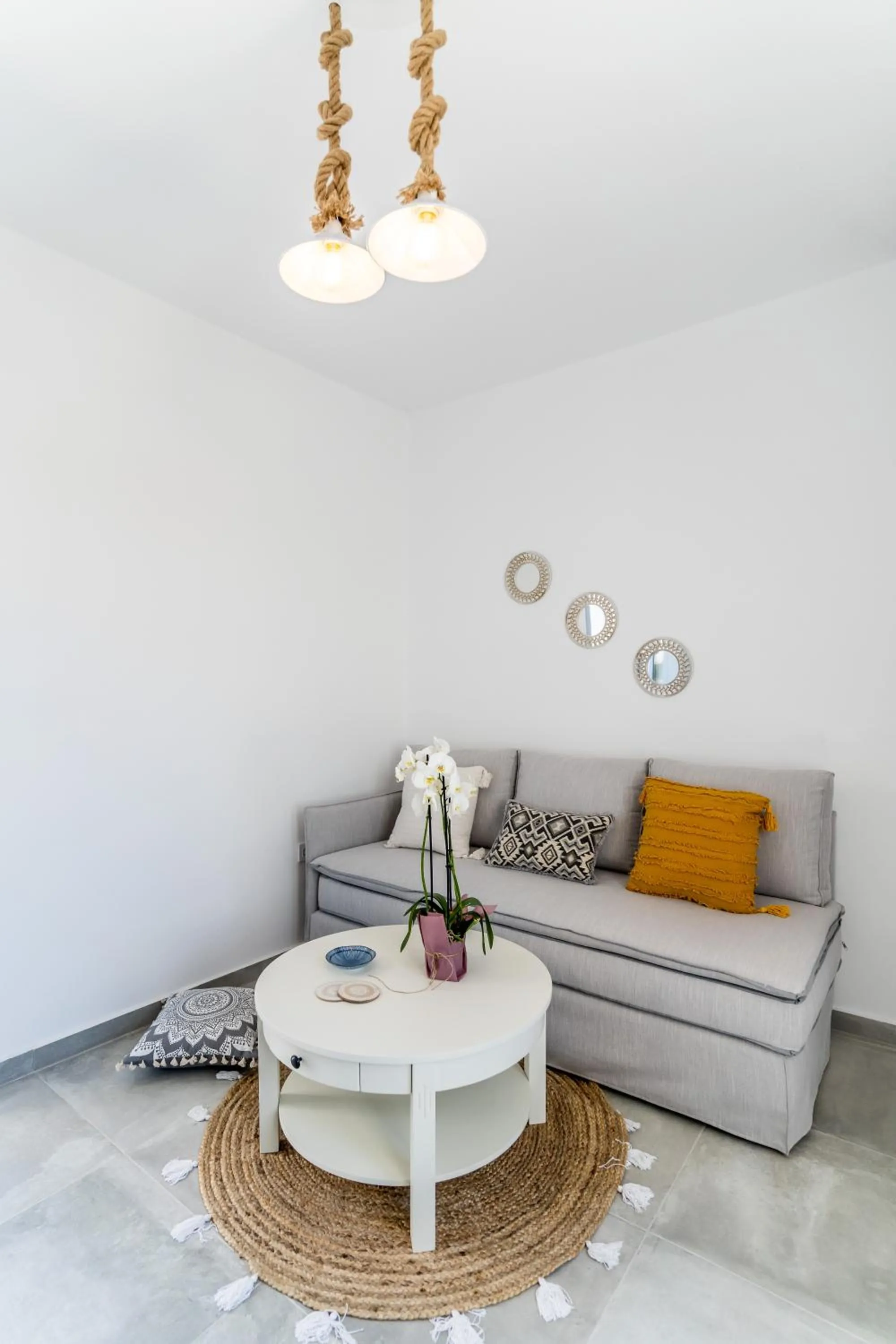 Seating area in SantoRossa Luxury Villas