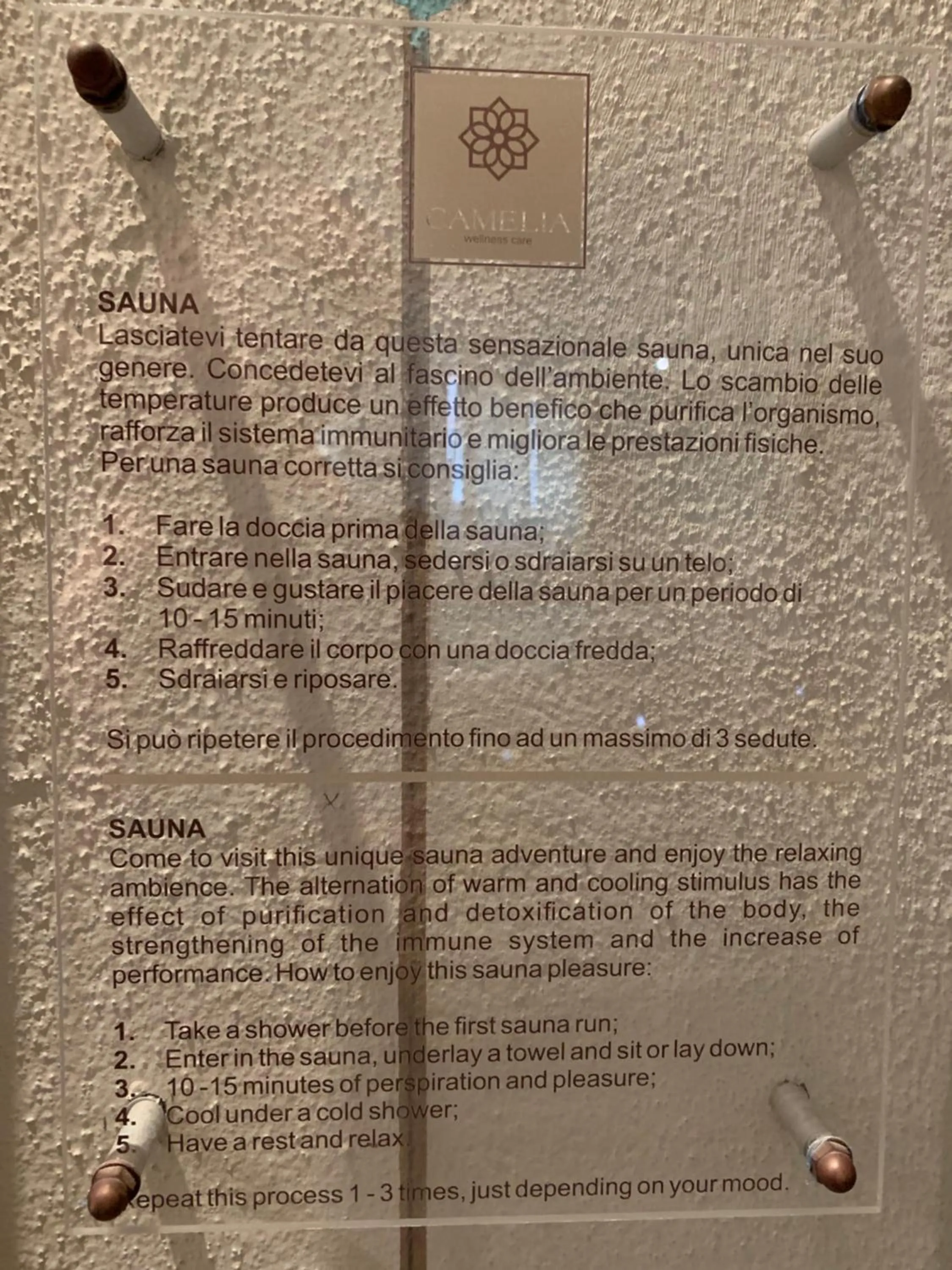 Sauna in Saturnia Tuscany Hotel