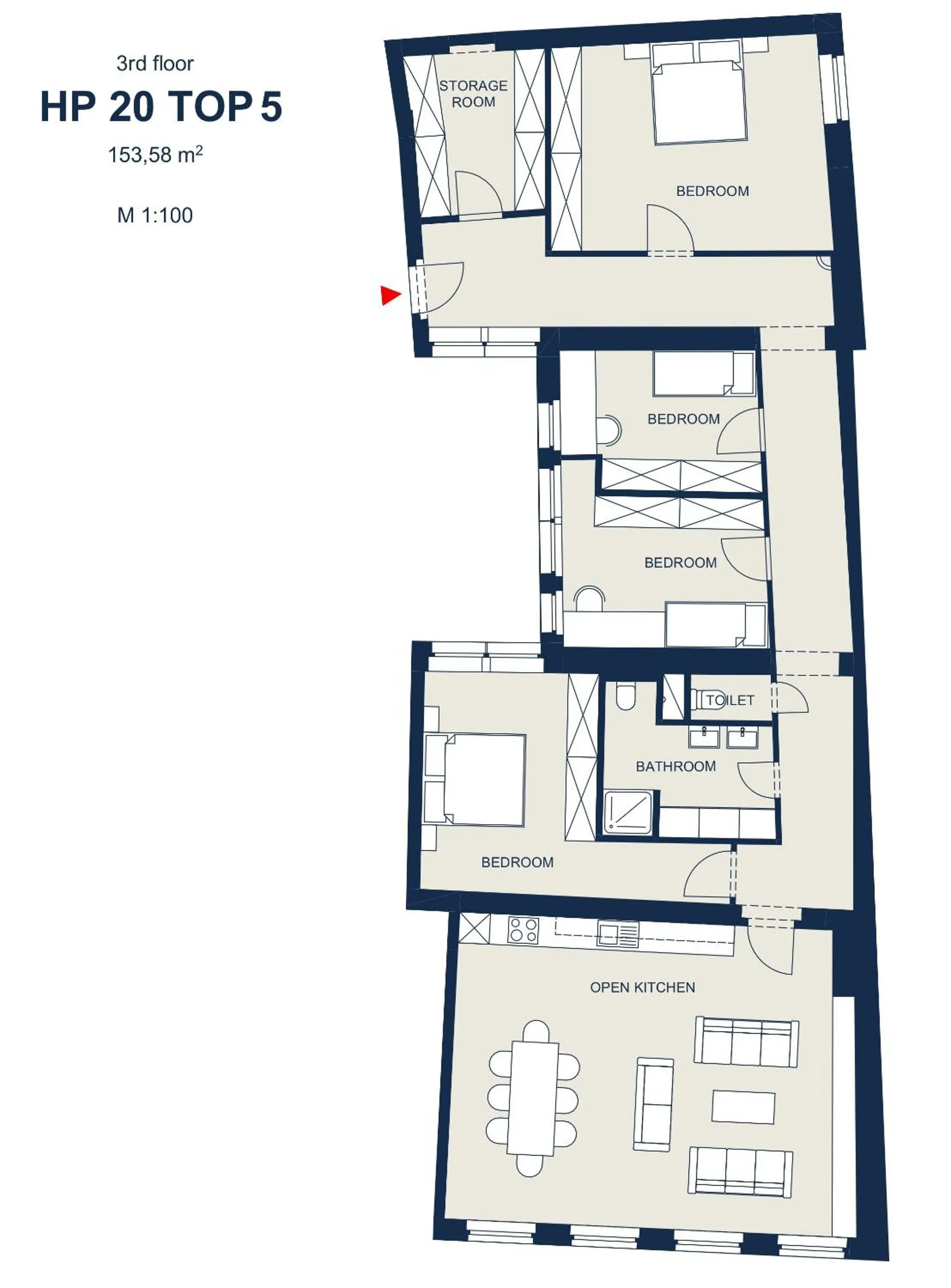Floor plan in easy-flat Hauptplatz - City Center Apartments with a Kitchen