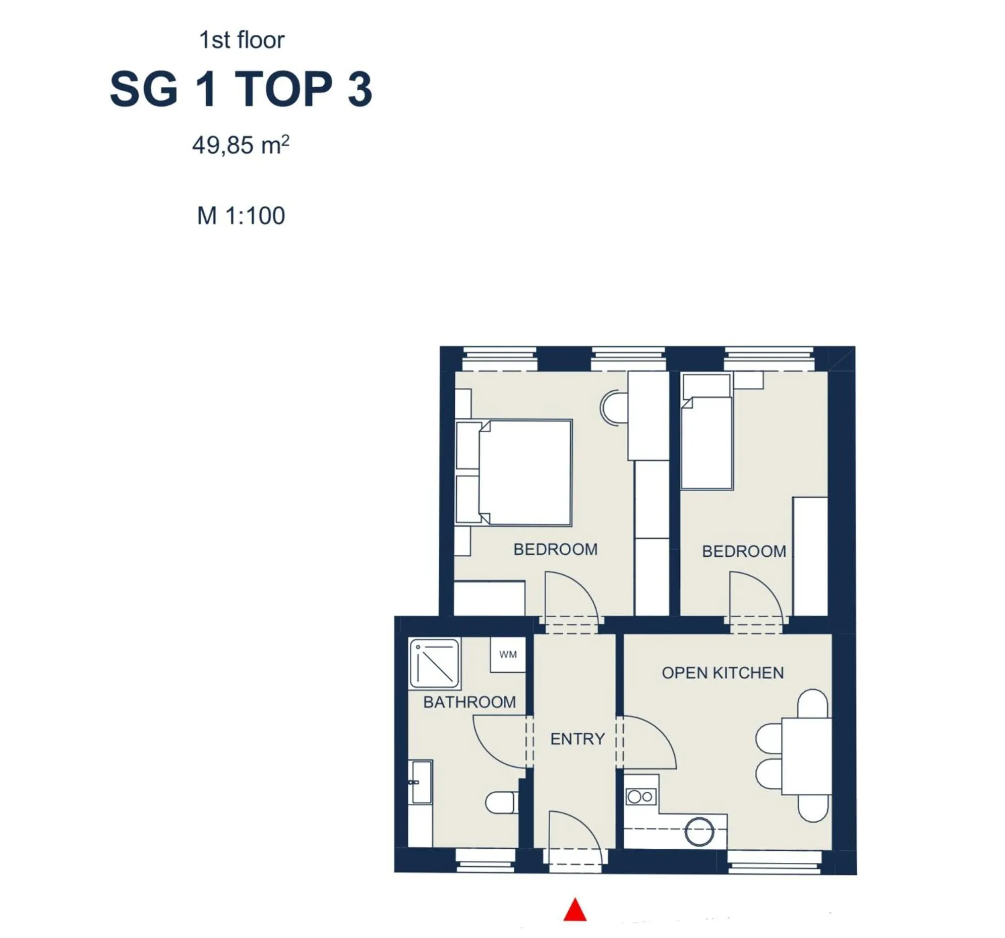 Floor plan in easy-flat Hauptplatz - City Center Apartments with a Kitchen