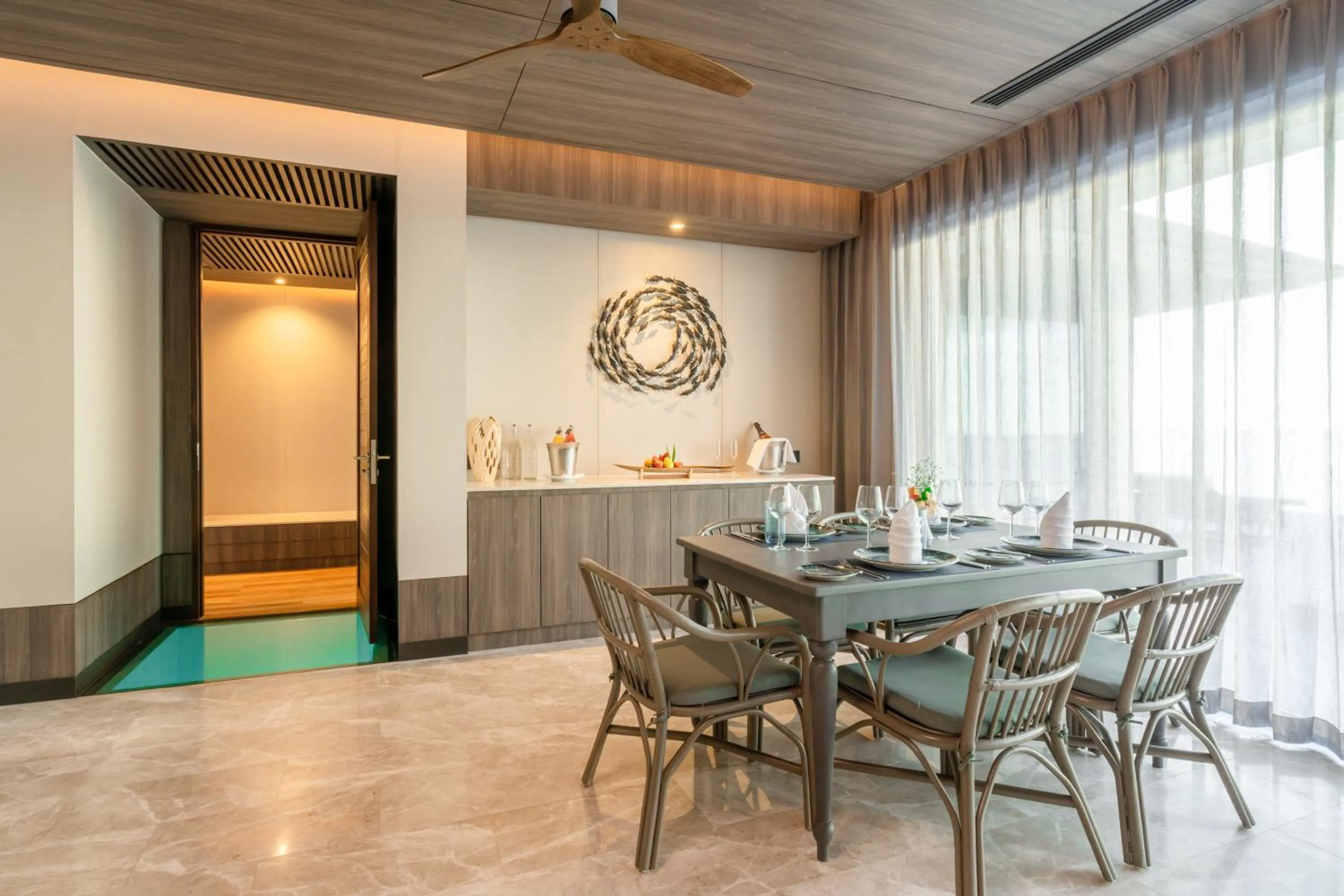 Dining area in Madifushi Private Island- Free return seaplane transfr for min 5 nights