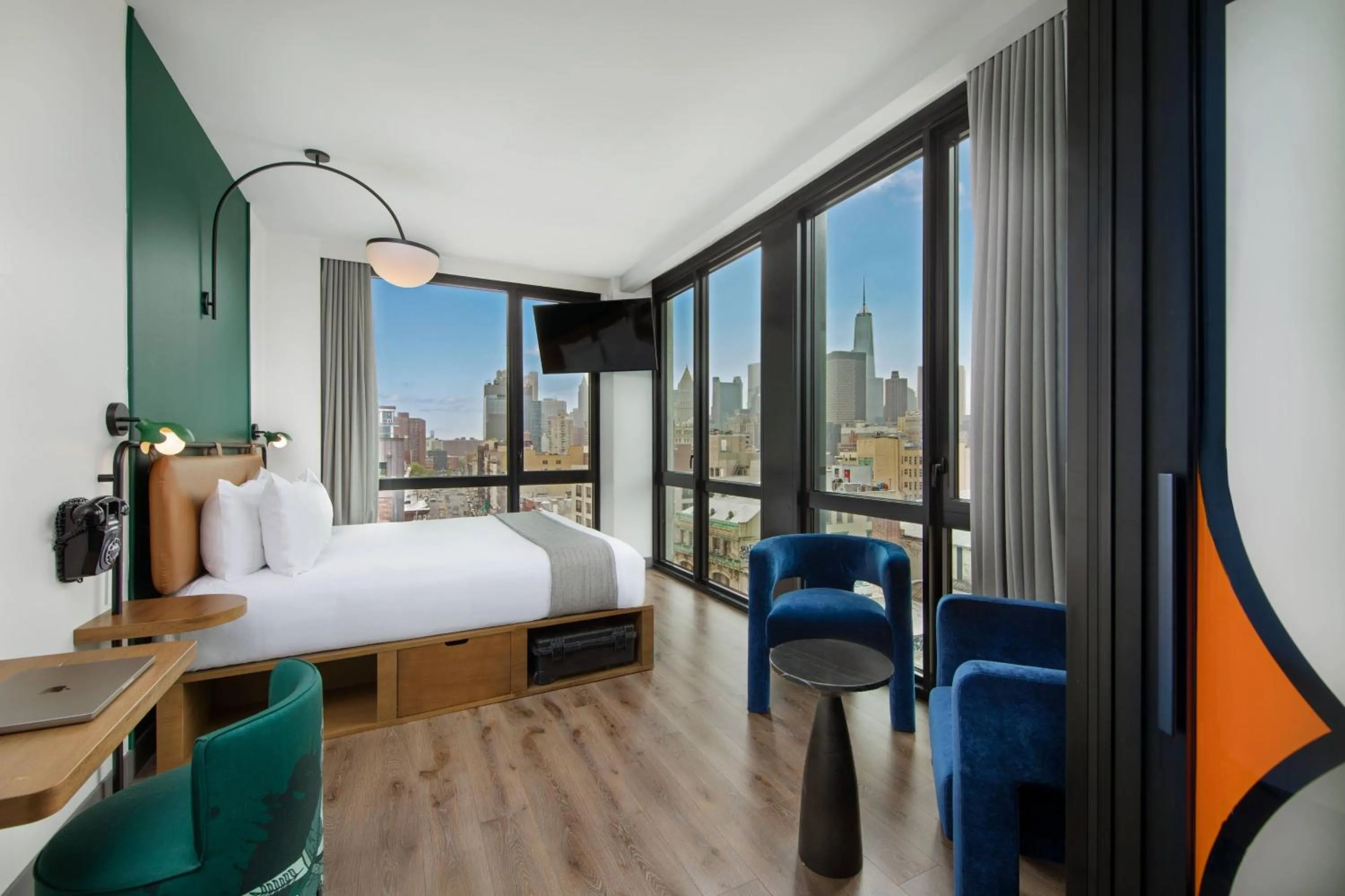 Photo of the whole room, Bed in Moxy NYC Lower East Side