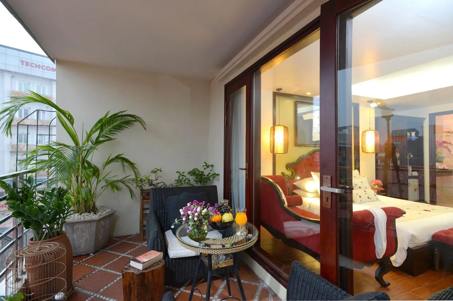 Balcony/Terrace, Bed in Art Hotel Ha Noi