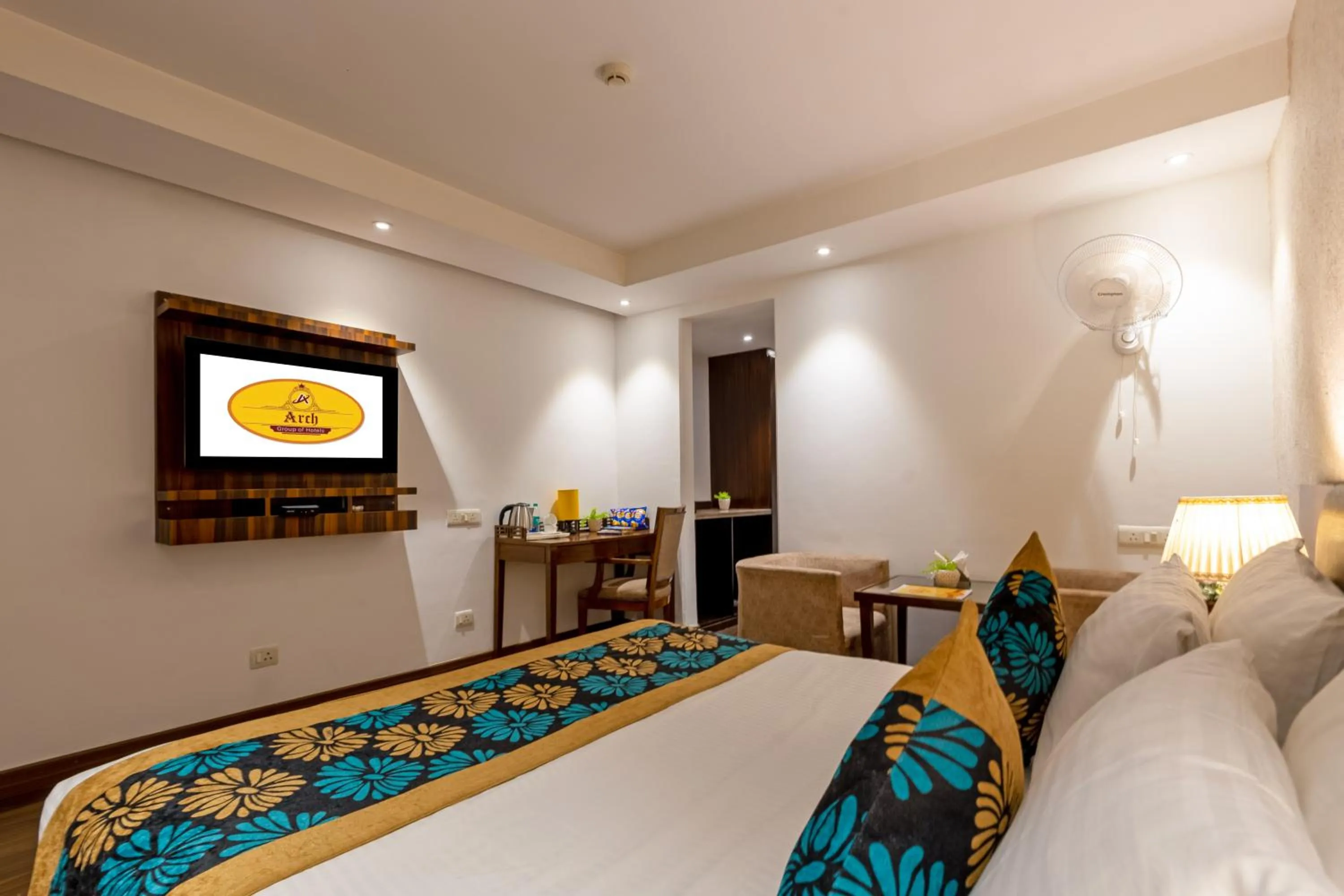 TV and multimedia, Bed in Hotel Arch Plaza at Yashobhoomi By Arch Group