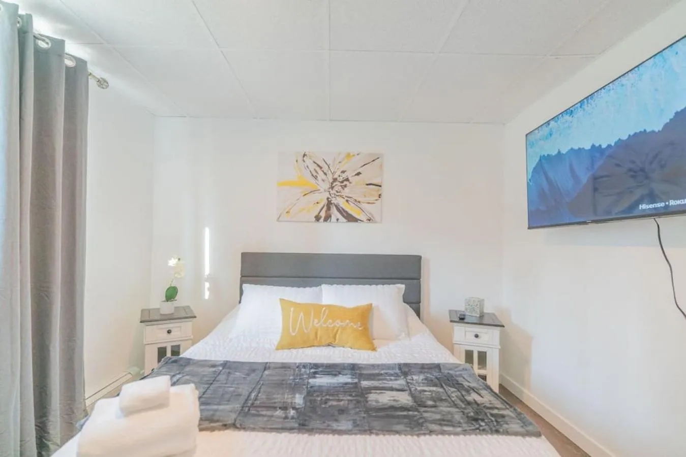 Bedroom, Bed in Executive Work Space With Modern Charm