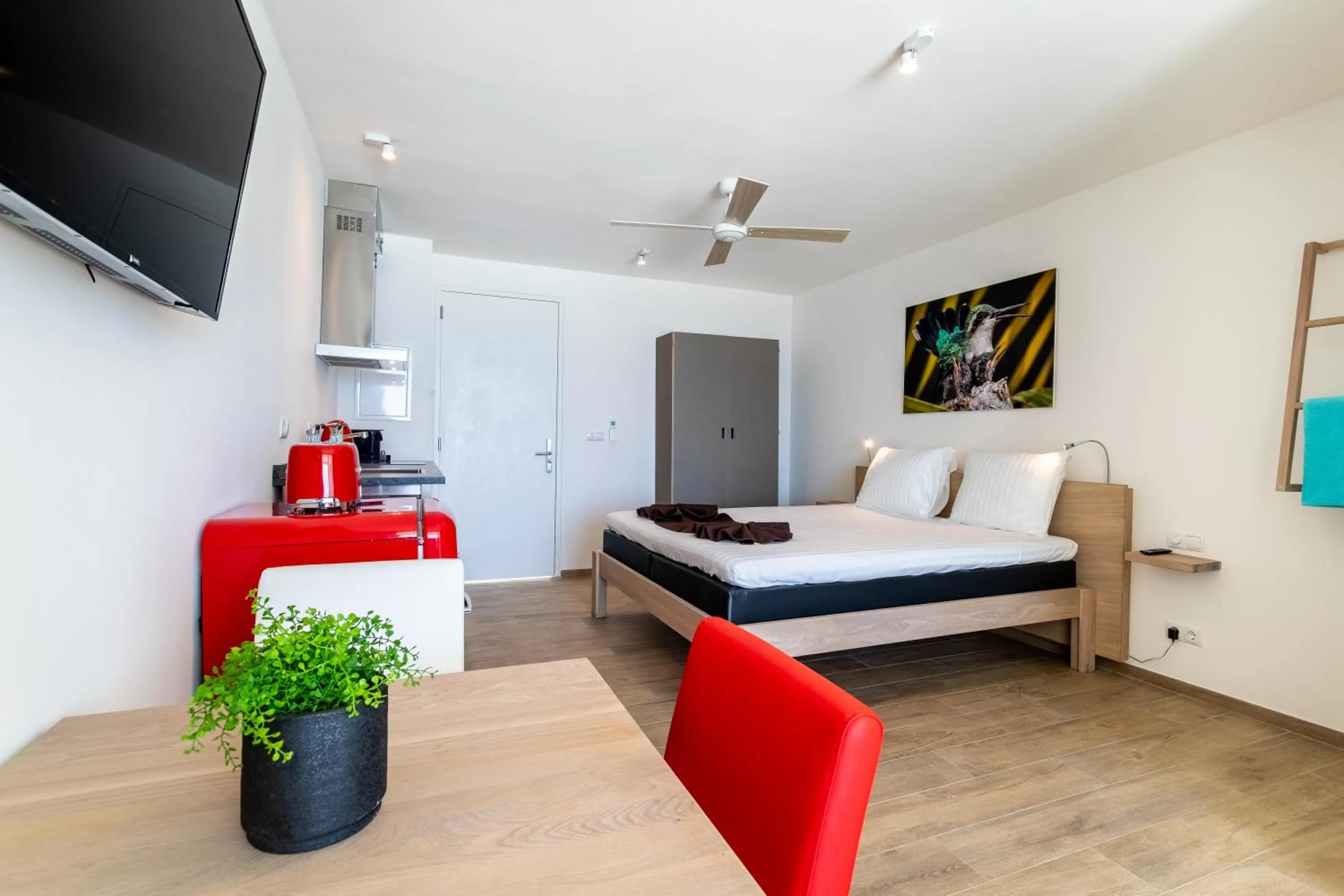 Communal lounge/ TV room, Bed in Chogogo Dive & Beach Resort Bonaire