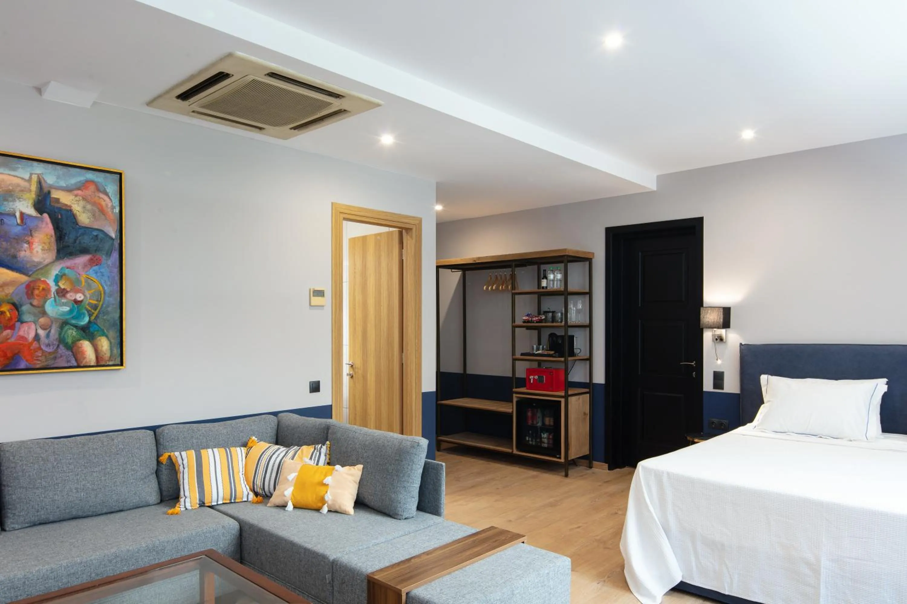 Seating area, Bed in The Vault Athens