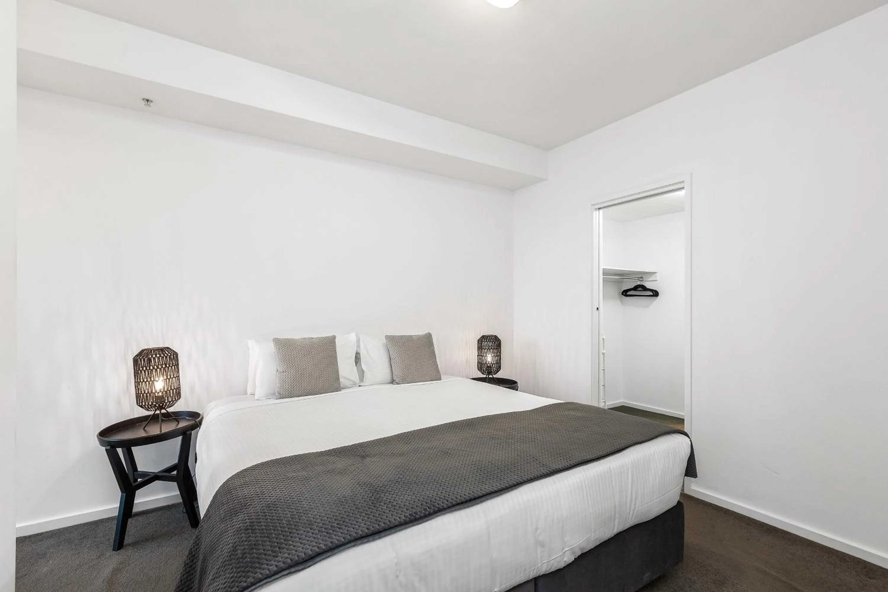 Bedroom, Bed in Melbourne Holiday Apartments Flinders Wharf