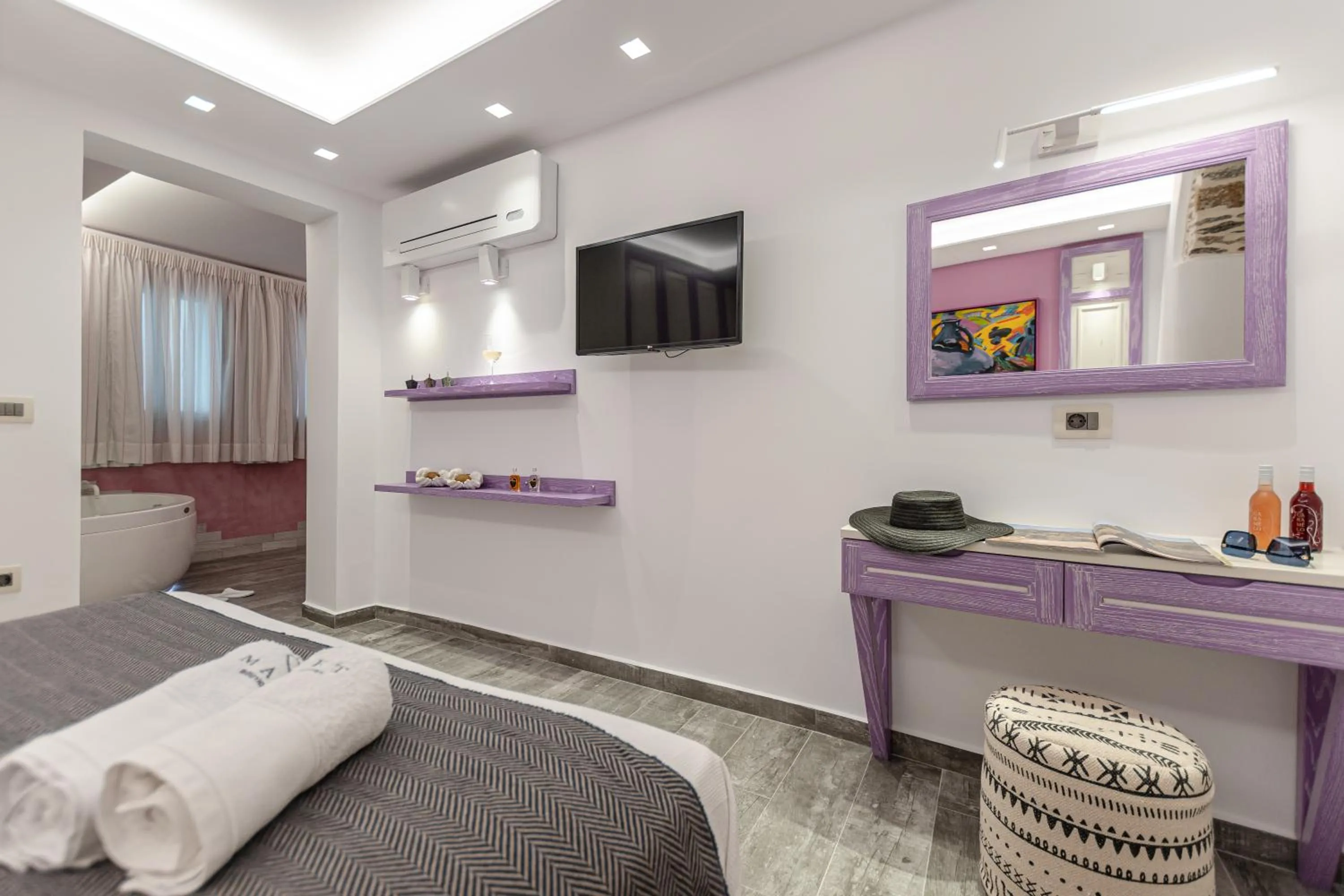 Bed in Mariet Naxos Elegant Suites