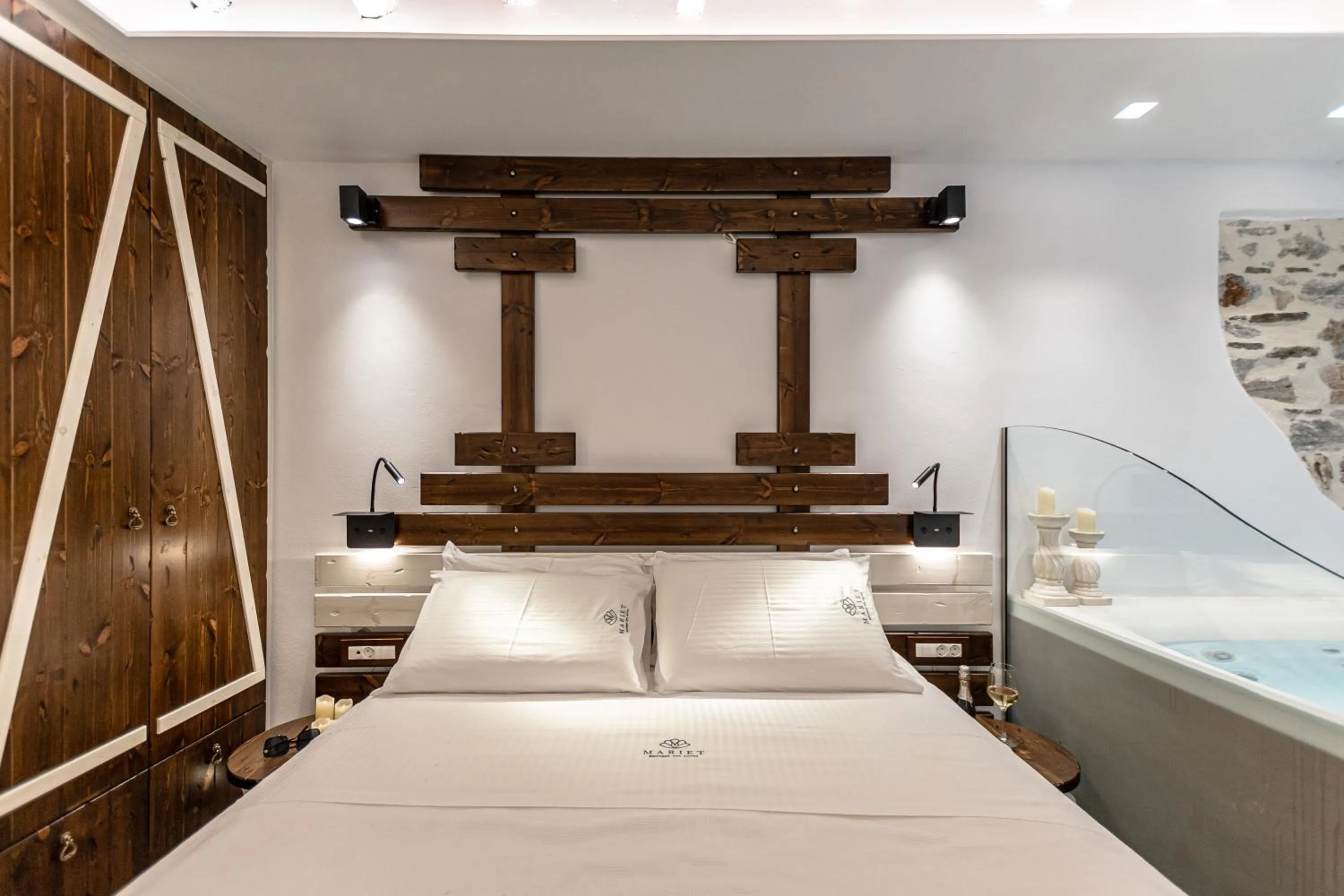 Bed in Mariet Naxos Elegant Suites