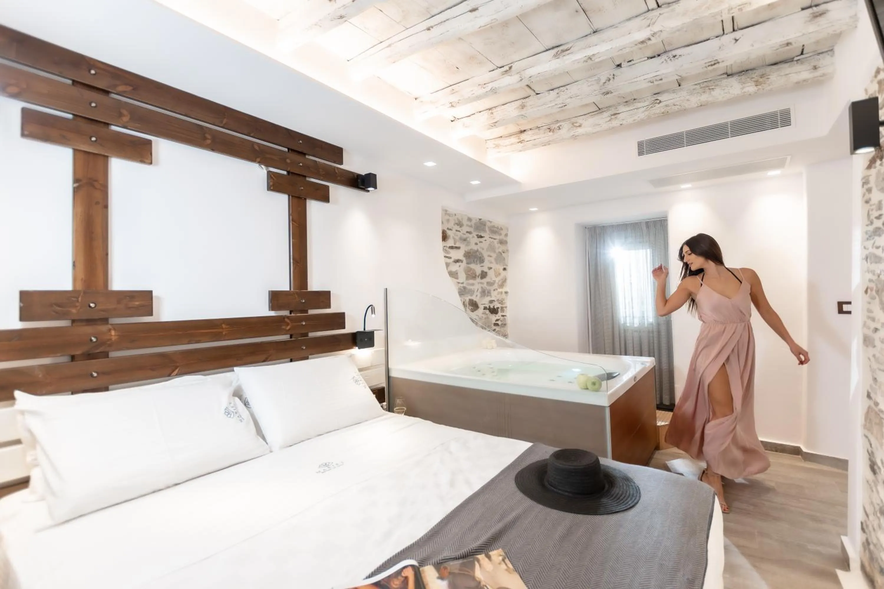 Bed in Mariet Naxos Elegant Suites