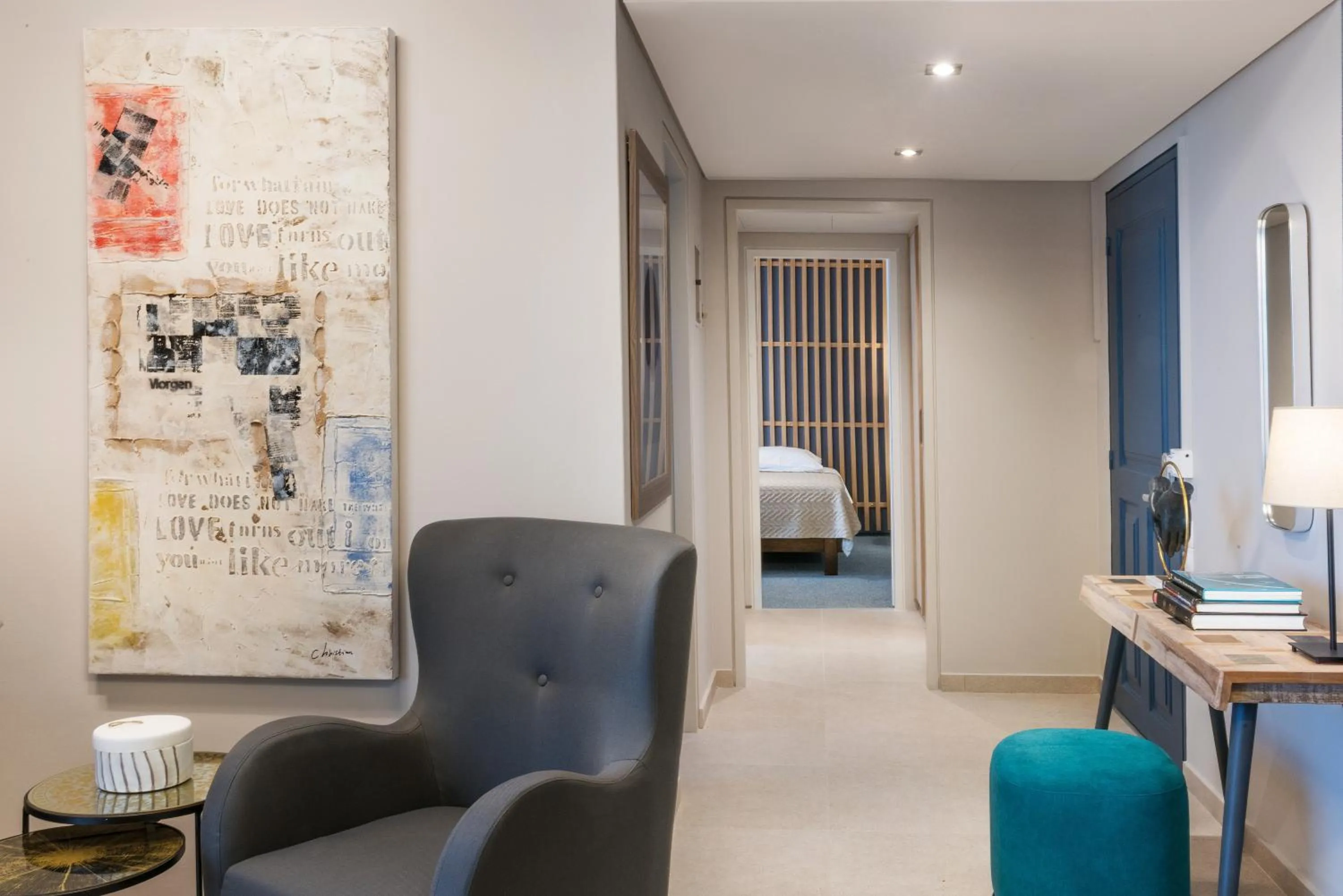 Living room, Bed in Marina Alimos Hotel Apartments