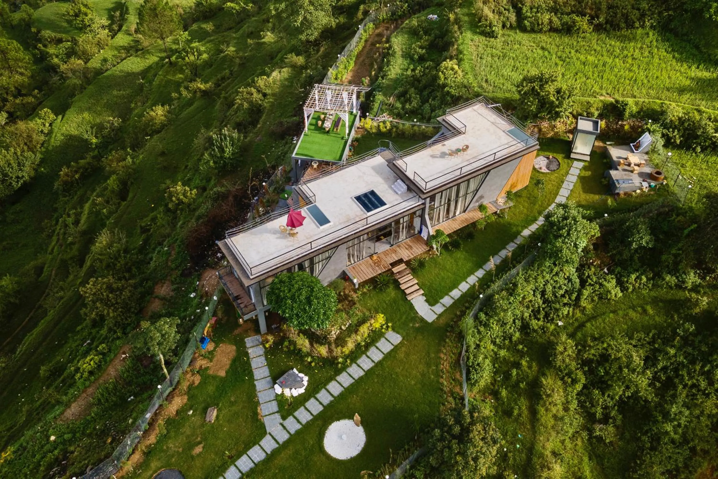 Property building in SaffronStays Glasshouse Celeste, Ranikhet - luxurious glass villa with breathtaking views
