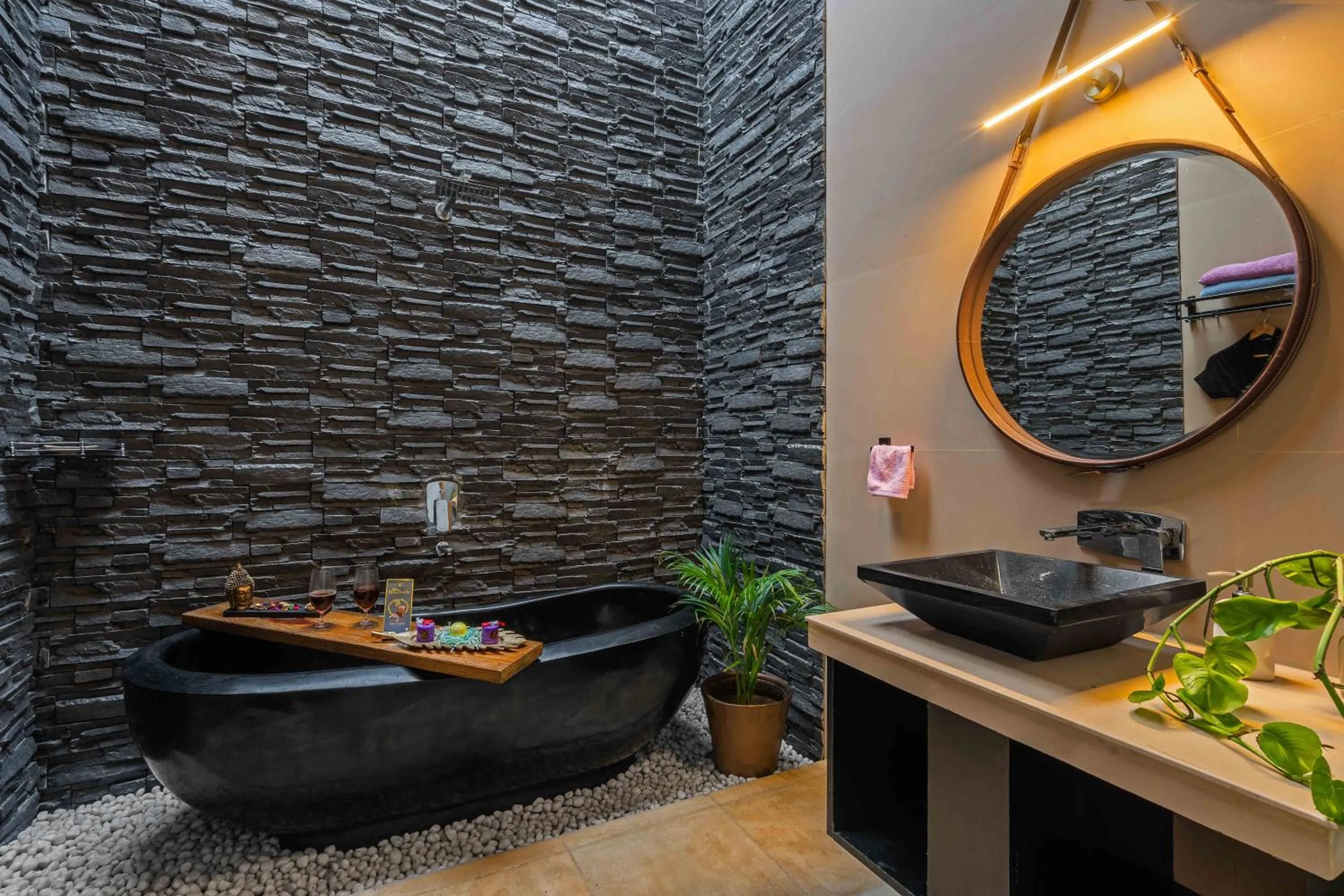 Shower in SaffronStays Glasshouse Celeste, Ranikhet - luxurious glass villa with breathtaking views