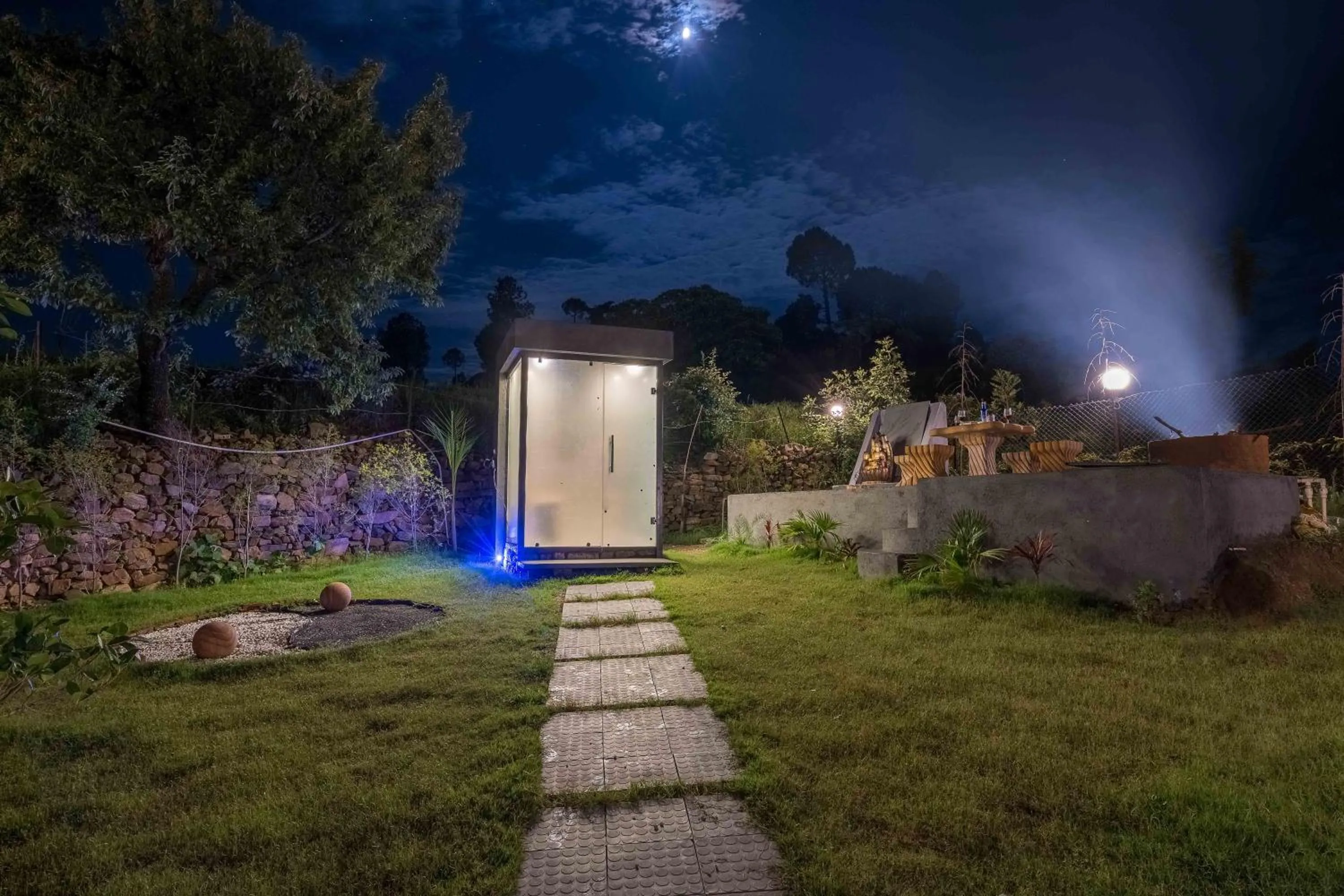 Sauna in SaffronStays Glasshouse Celeste, Ranikhet - luxurious glass villa with breathtaking views