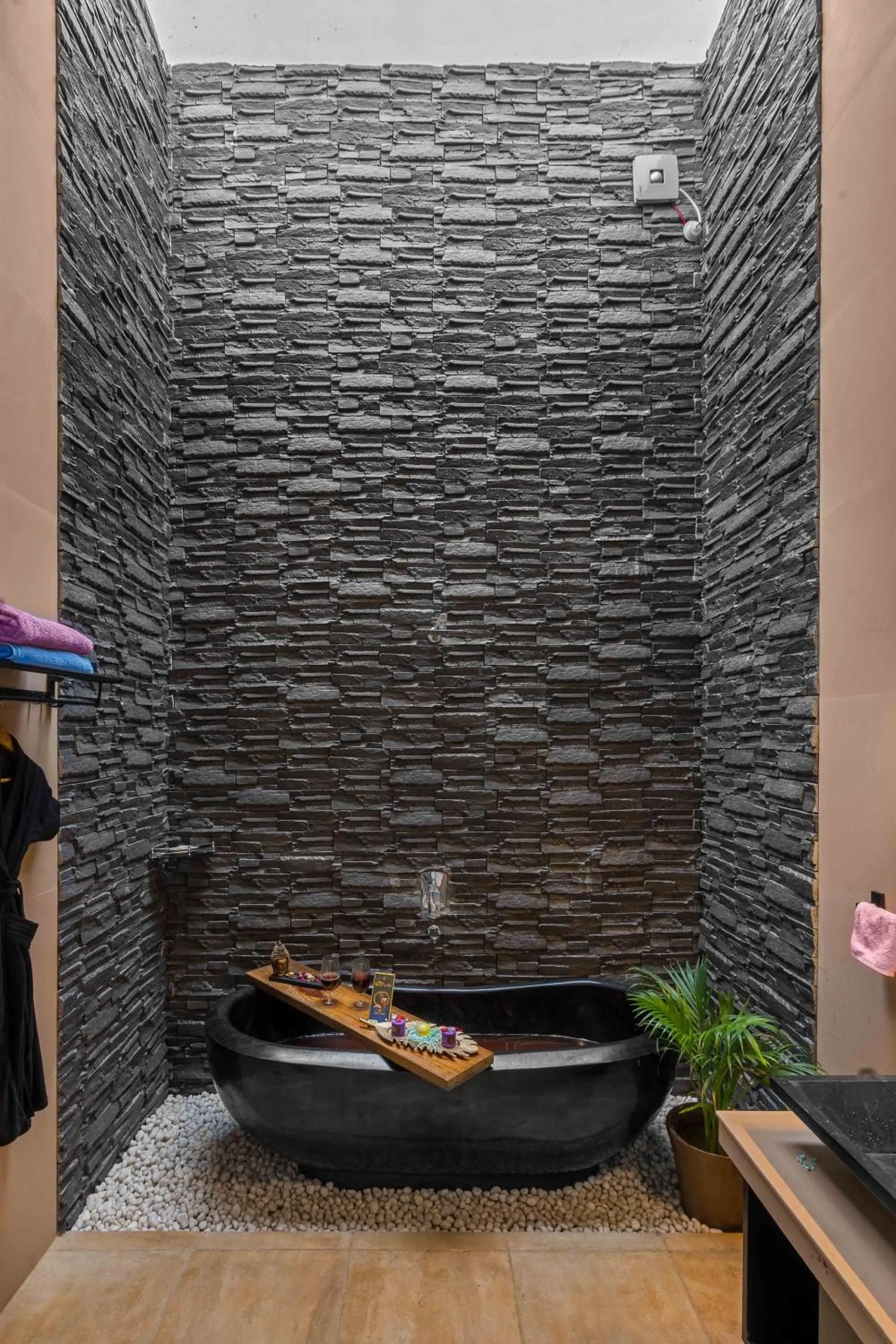 Shower in SaffronStays Glasshouse Celeste, Ranikhet - luxurious glass villa with breathtaking views