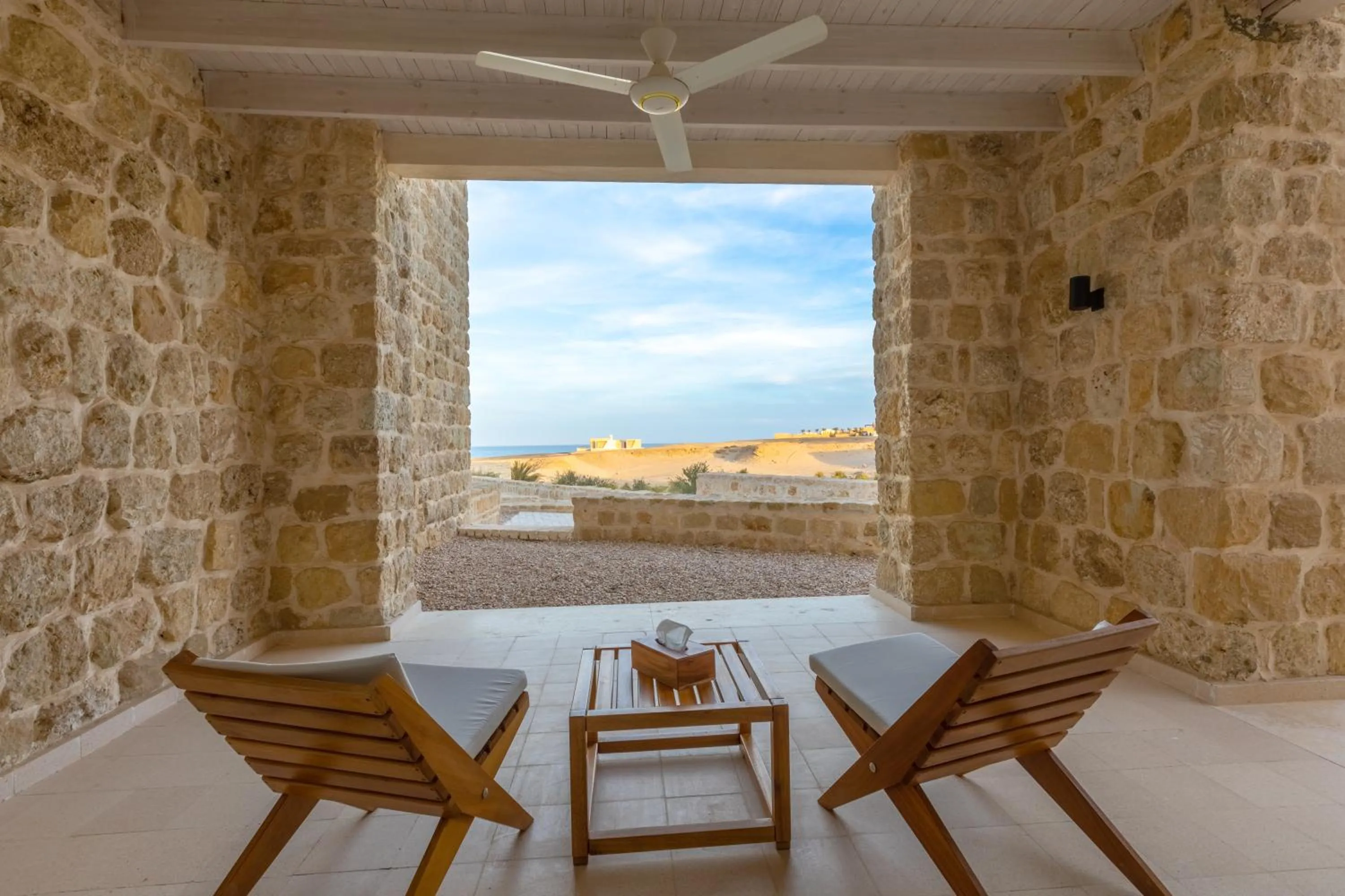Seating area in Wadi Sabarah Lodge