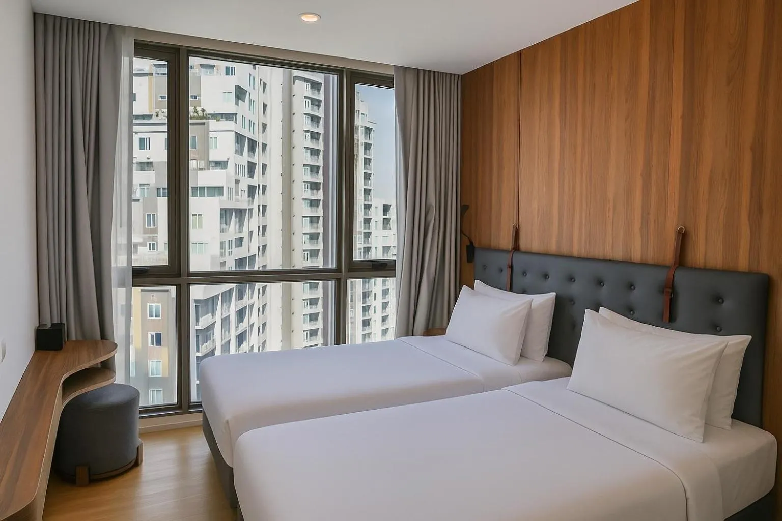 Bed in Oakwood Suites Tiwanon Bangkok