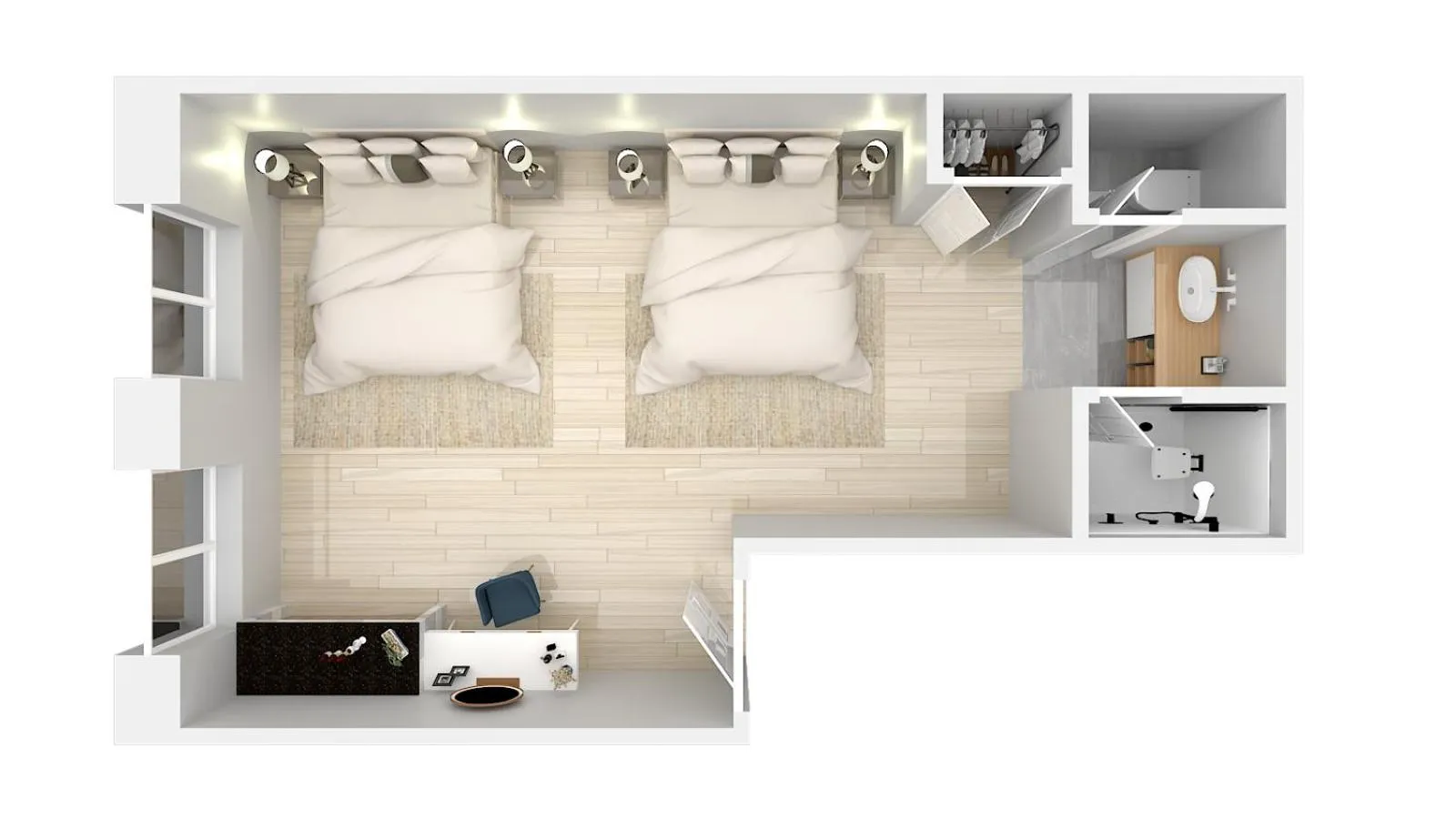 Floor plan, Bed in Good Hotels Downtown Denver