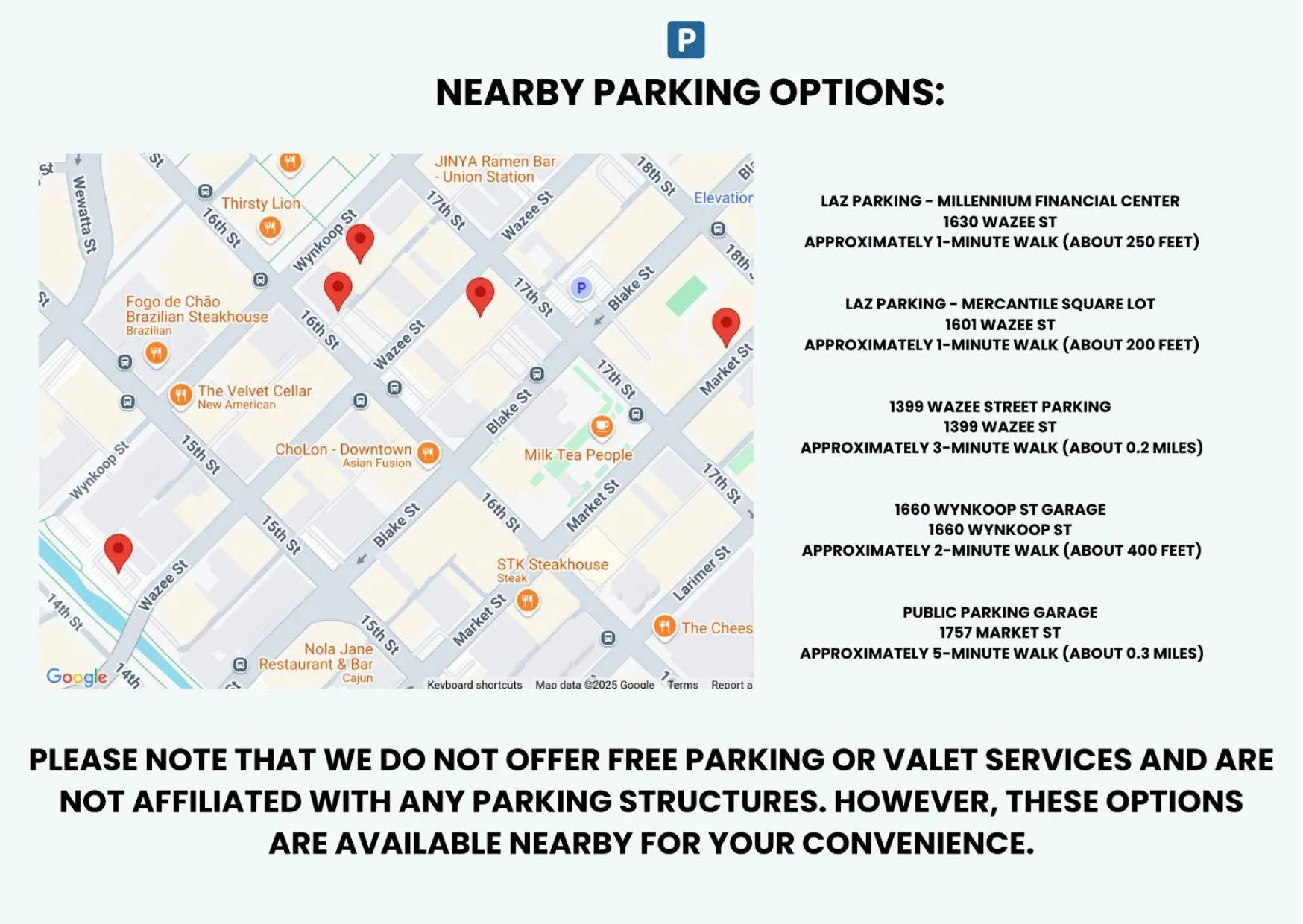Parking in Good Hotels Downtown Denver