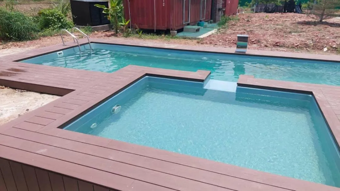 Pool view in HOMESTAY Kampong KOTA AUR Resort with swimming pool, Kepala Batas, SEBERANG PERAI, PENANG -MOTAC registered Awarded ASEAN homestay standard Malaysia AWARD 2023-2028 Only 3 minutes from viral KG AGONG