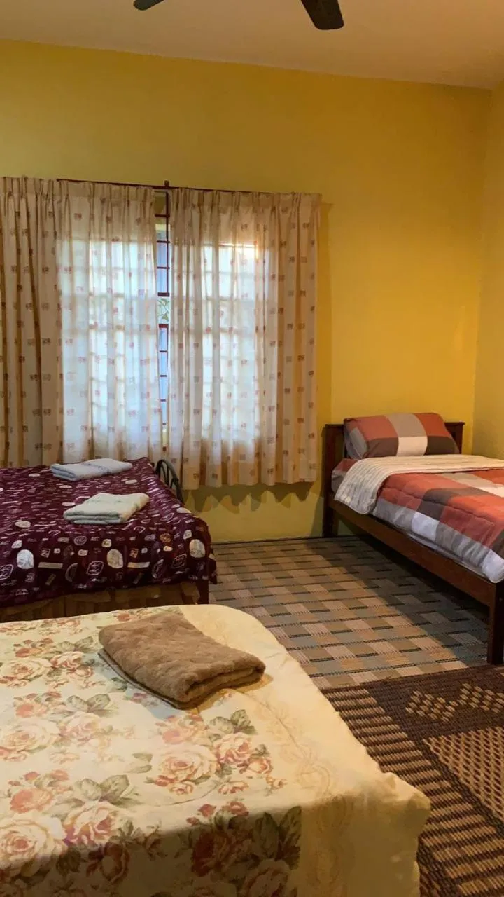 Bed in HOMESTAY Kampong KOTA AUR Resort with swimming pool, Kepala Batas, SEBERANG PERAI, PENANG -MOTAC registered Awarded ASEAN homestay standard Malaysia AWARD 2023-2028 Only 3 minutes from viral KG AGONG
