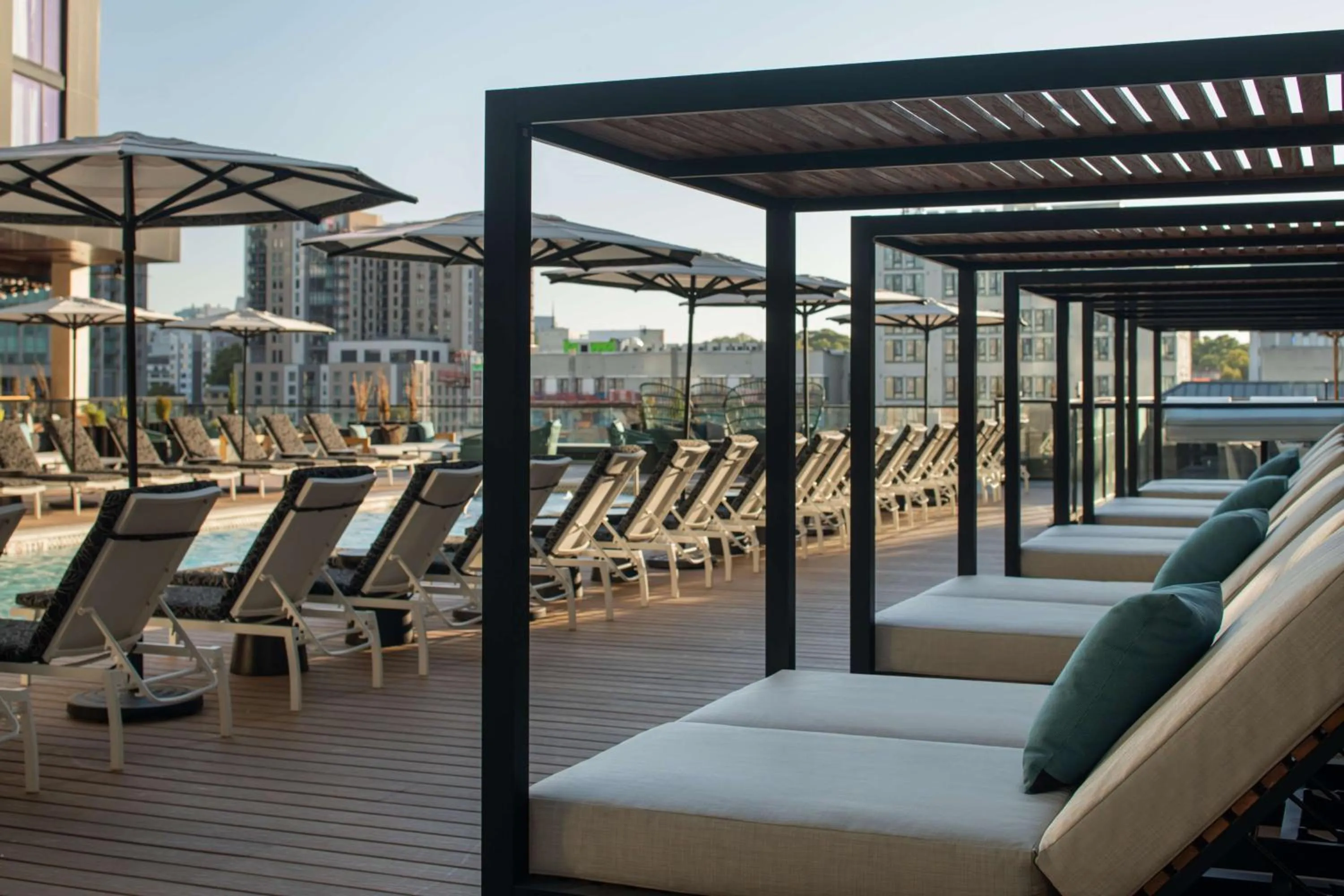 Pool view in Hotel Fraye Nashville, Curio Collection By Hilton