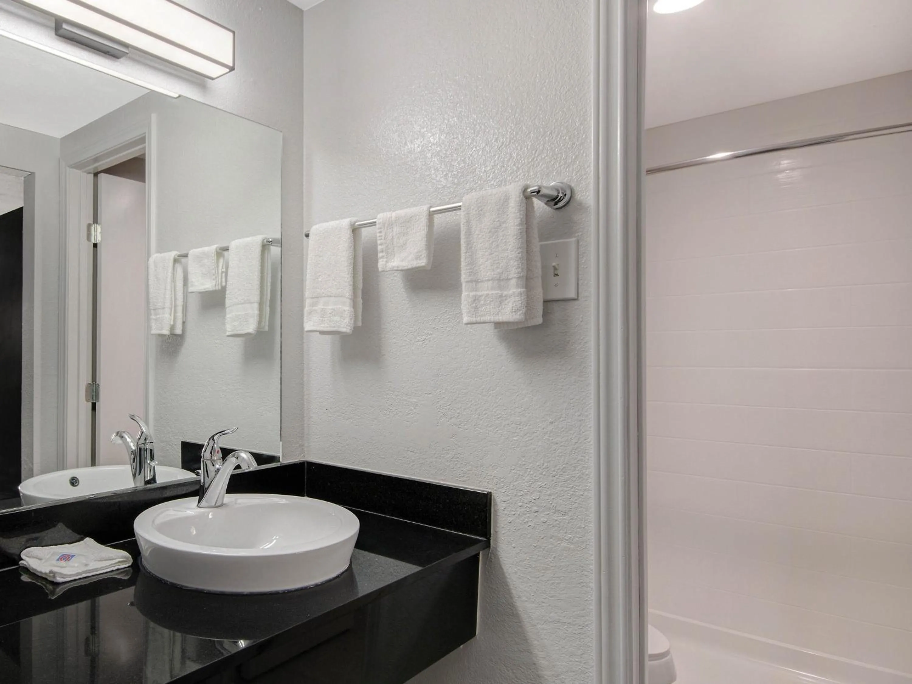 Bathroom in Studio 6 San Antonio TX Northwest Medical Center