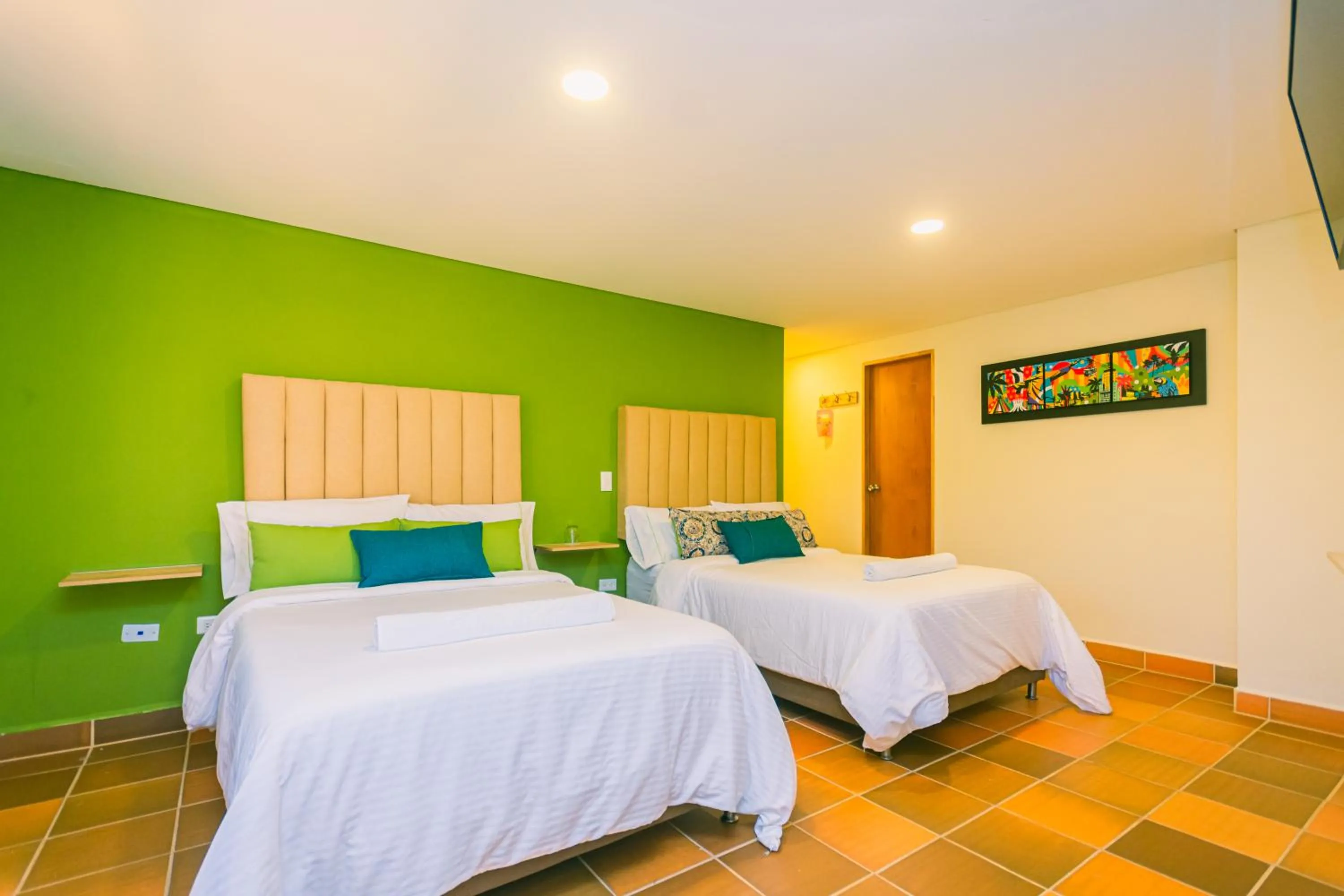 Bed in Hotel Bambu Guatape