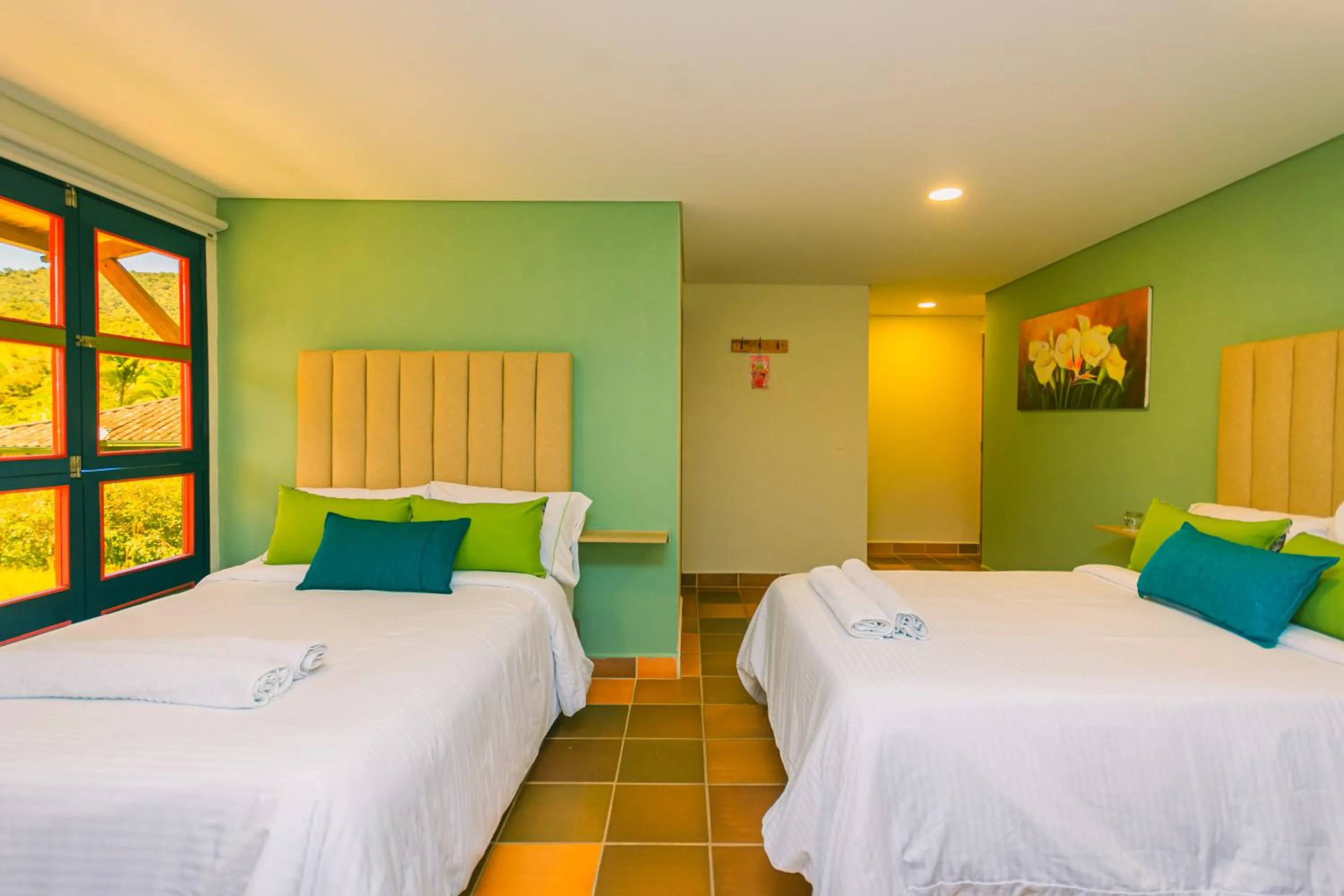 Bed in Hotel Bambu Guatape