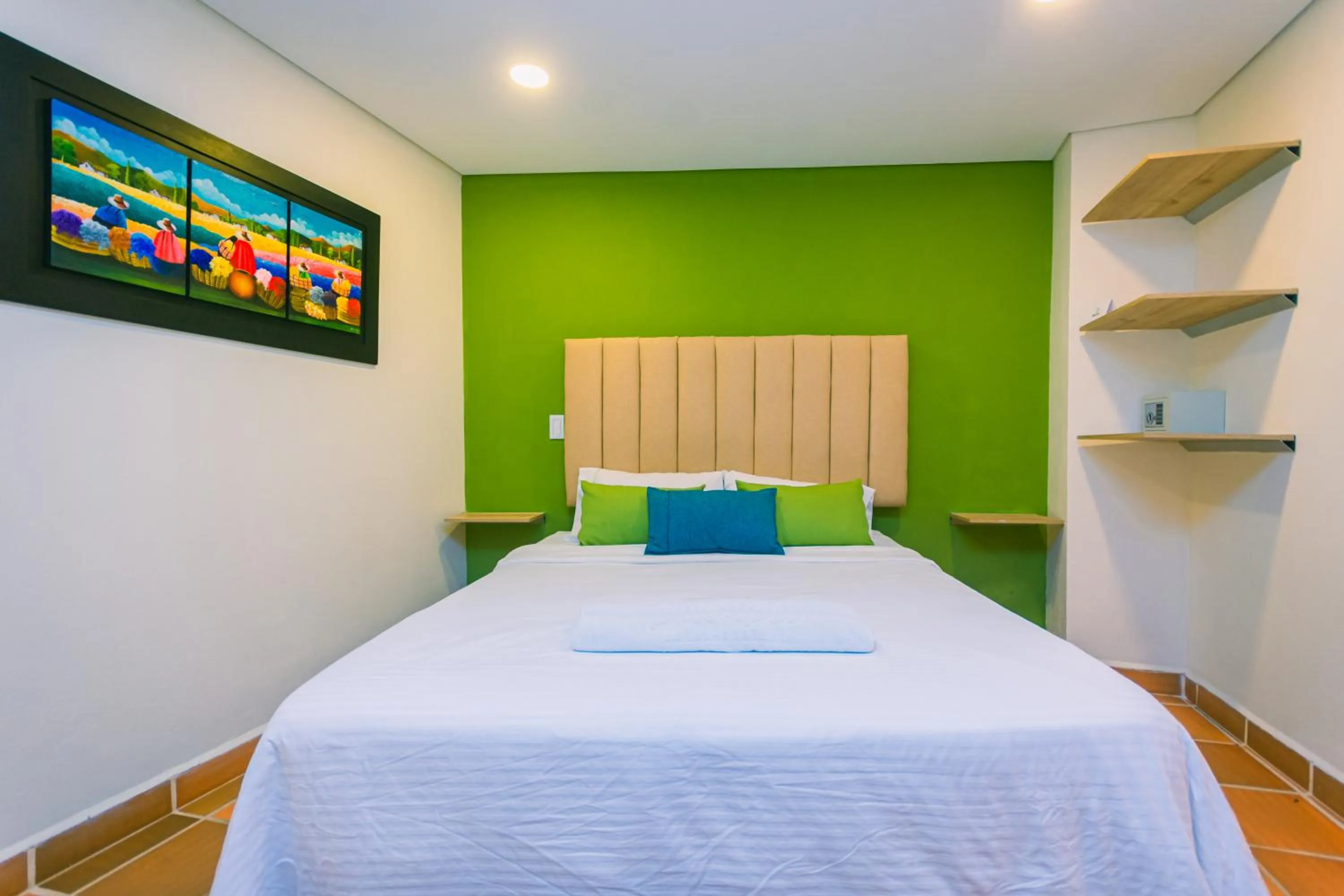 Bed in Hotel Bambu Guatape