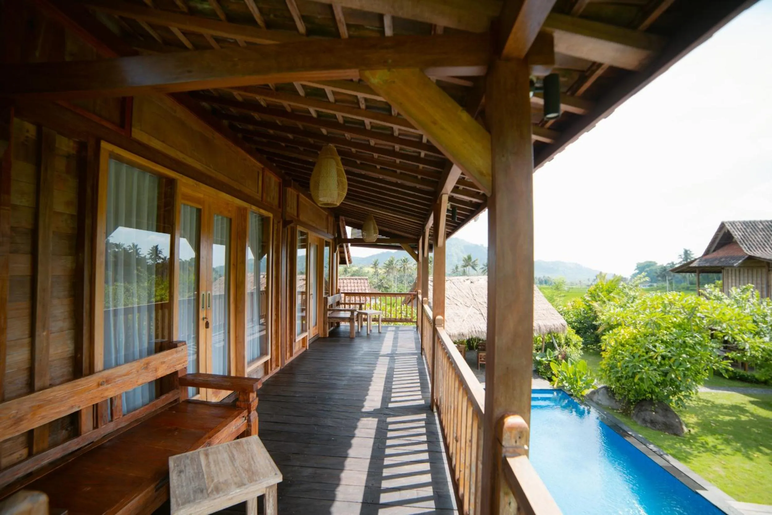 Balcony/Terrace in Kubu Sakian Villa and Restaurant Sidemen