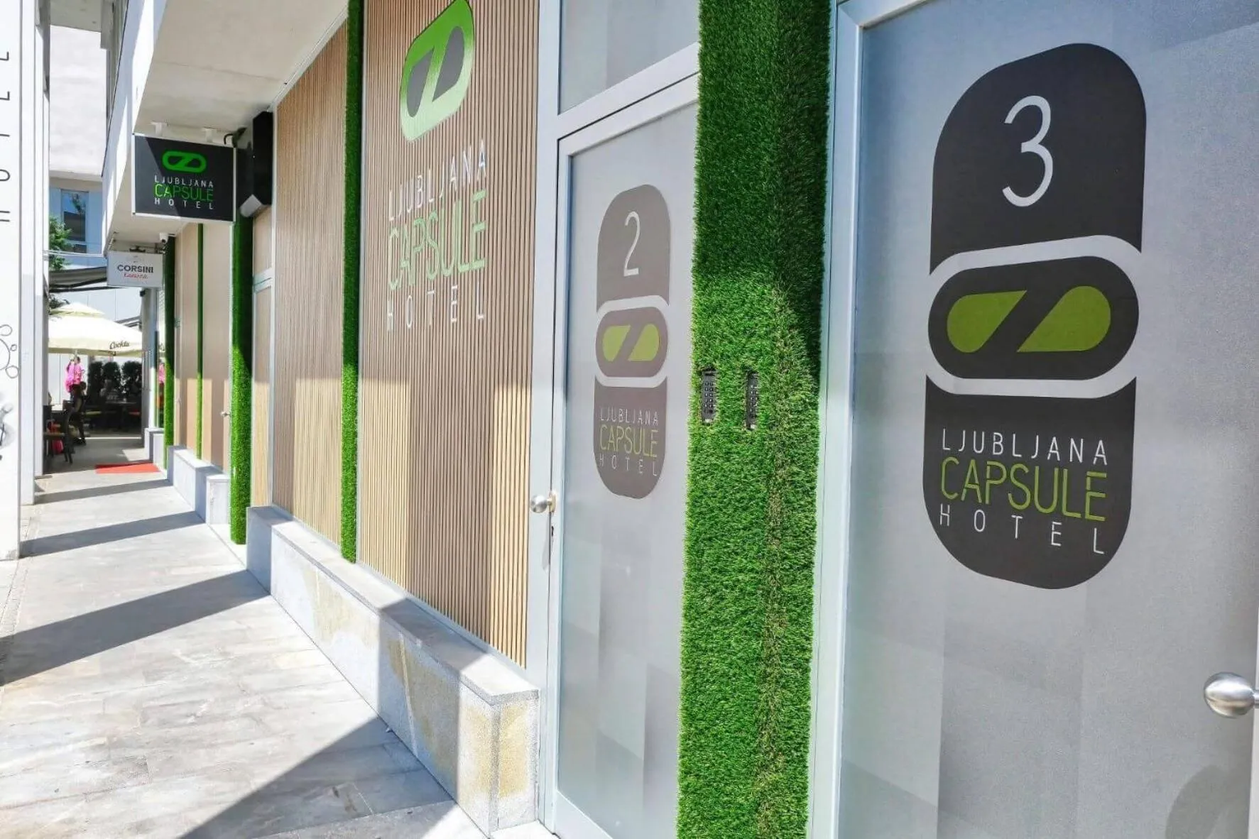 Facade/entrance in Ljubljana Capsule Hostel