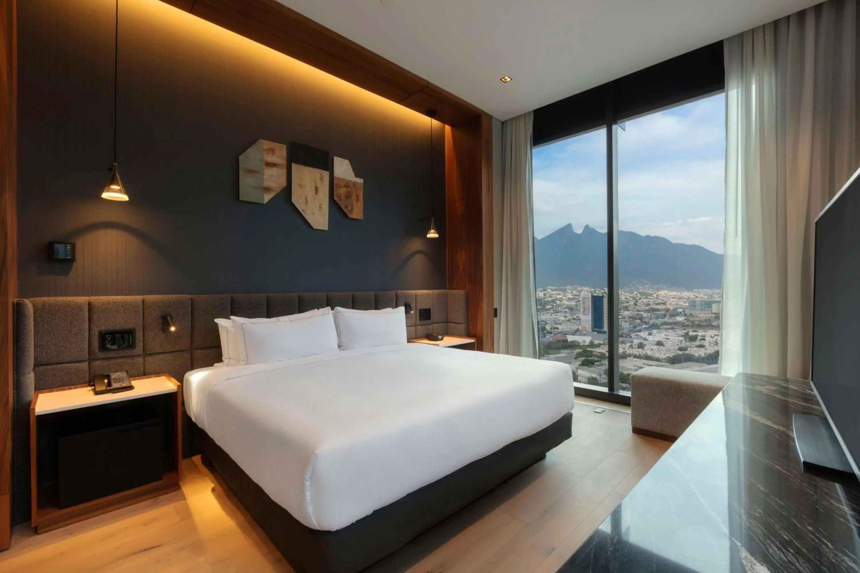 View (from property/room), Bed in Hilton Monterrey Valle