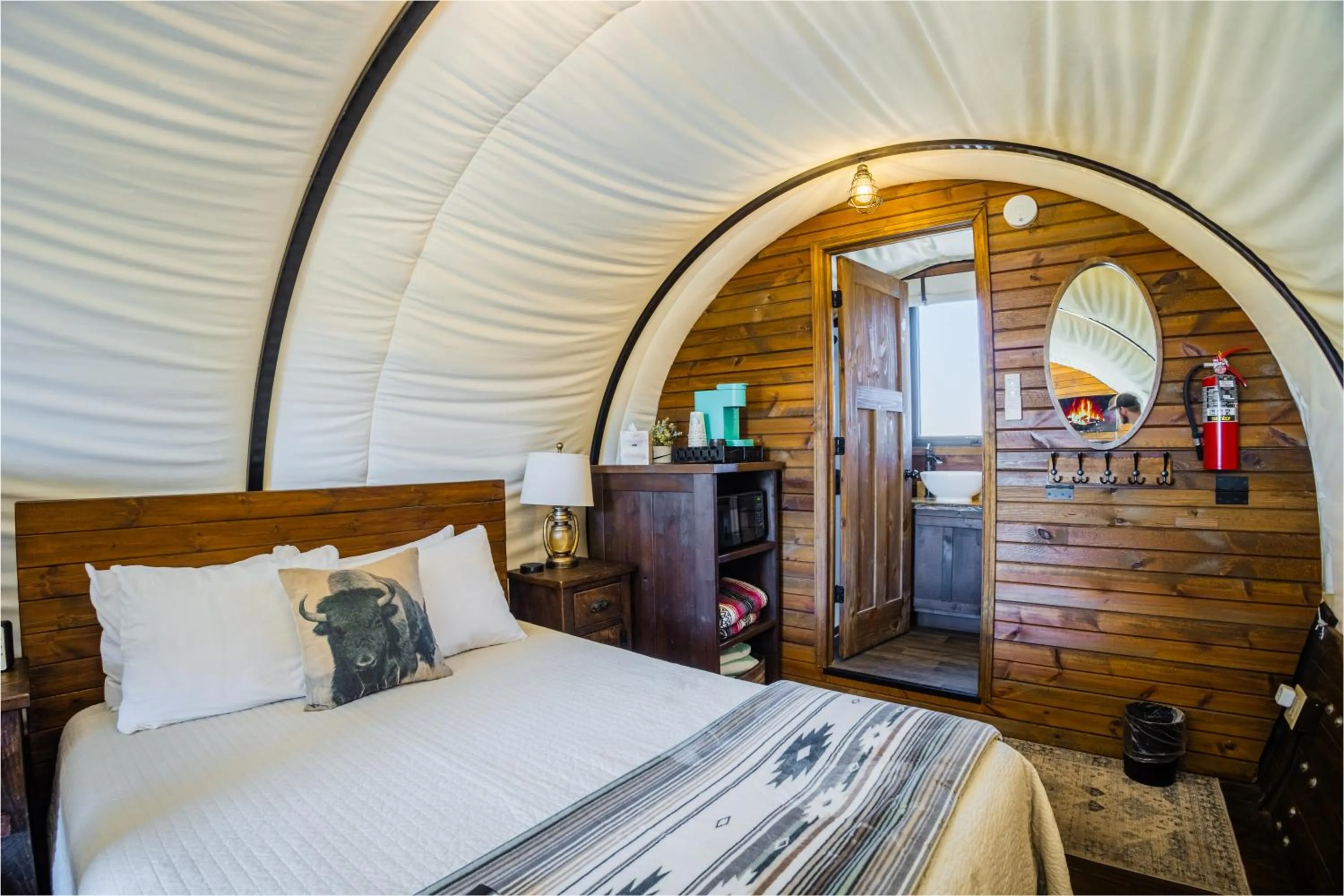 Bed in Zion White Bison Glamping & RV Resort