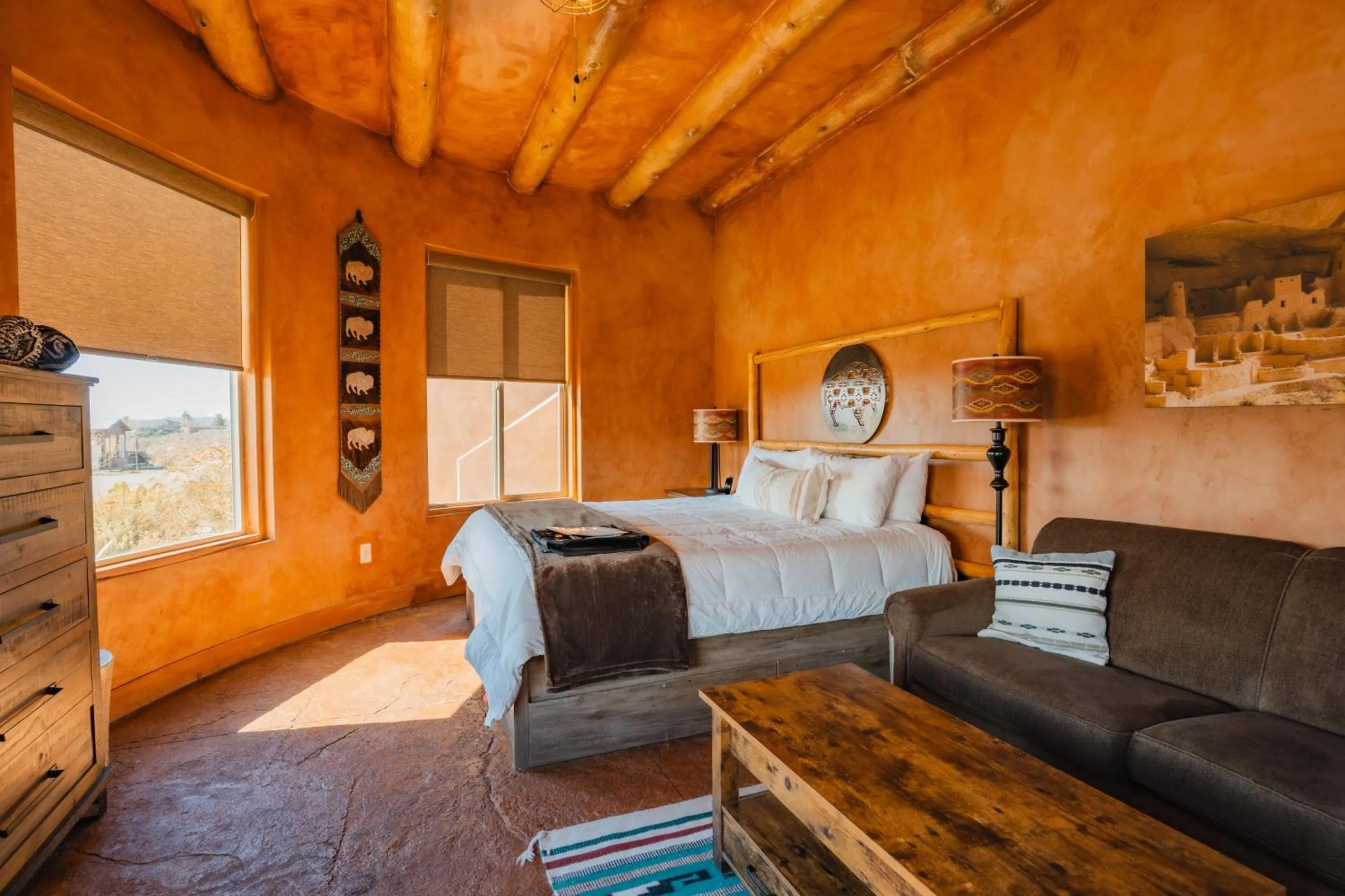 Bed in Zion White Bison Glamping & RV Resort