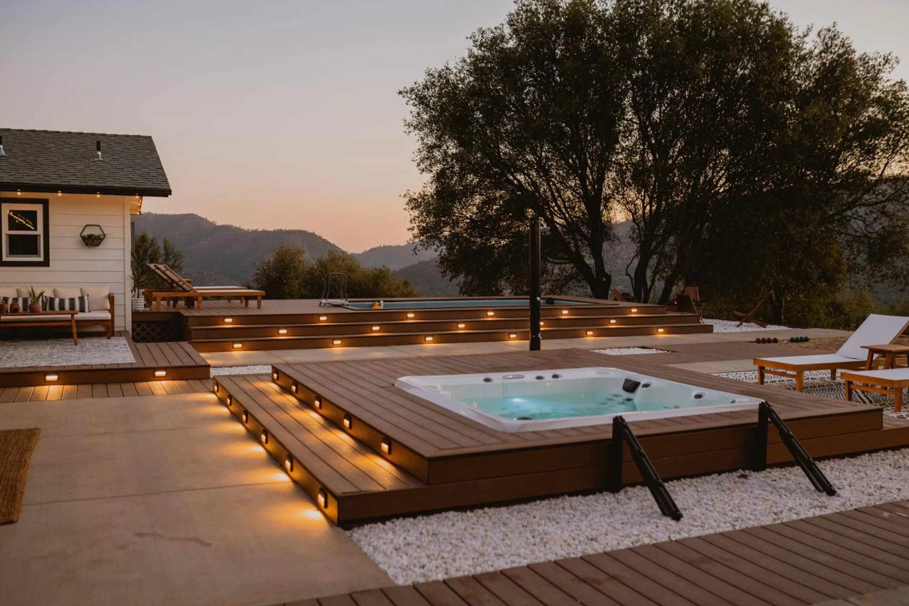 Patio in Boho chic oasis by Casa Oso with pool, spa and views