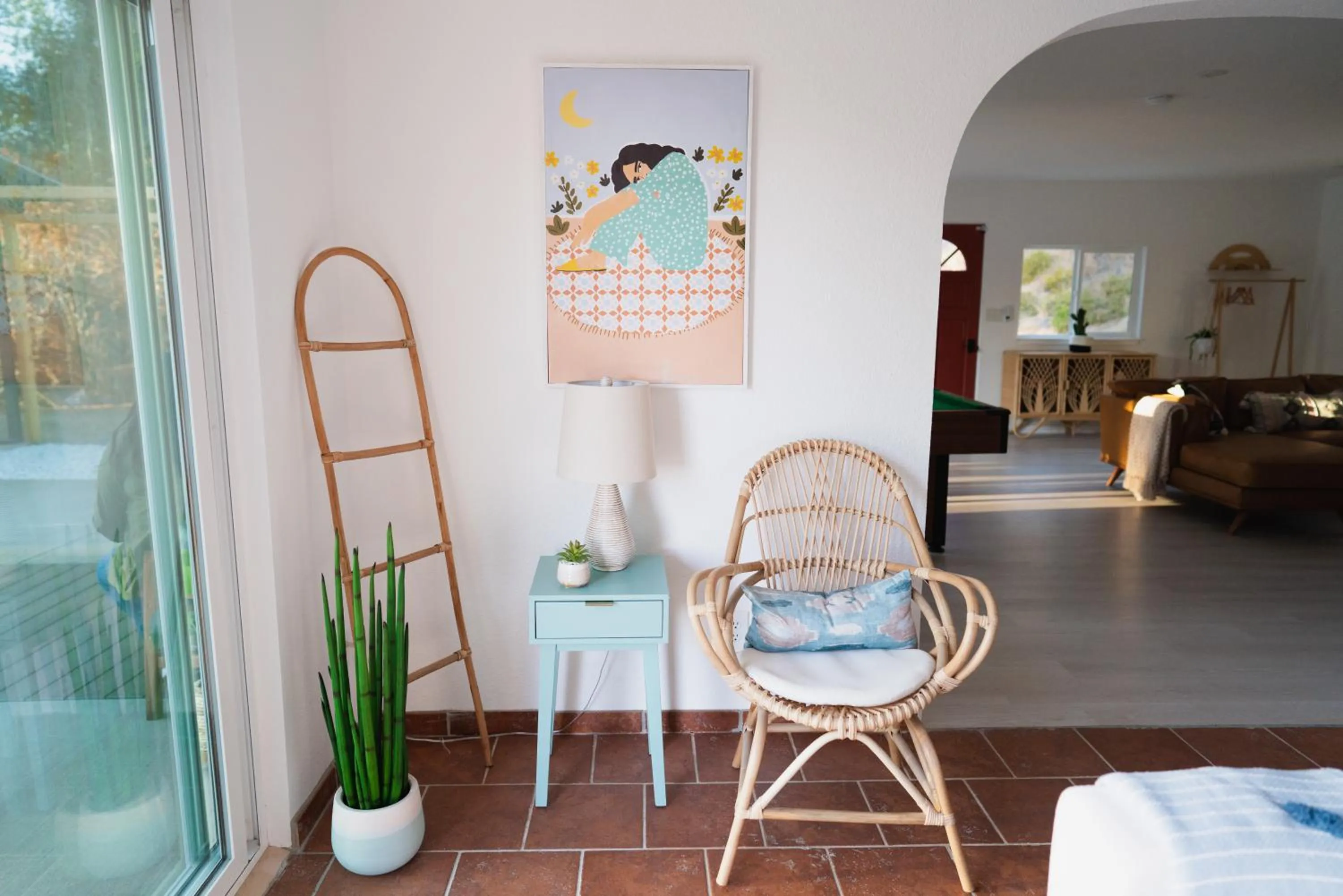 Living room in Boho chic oasis by Casa Oso with pool, spa and views