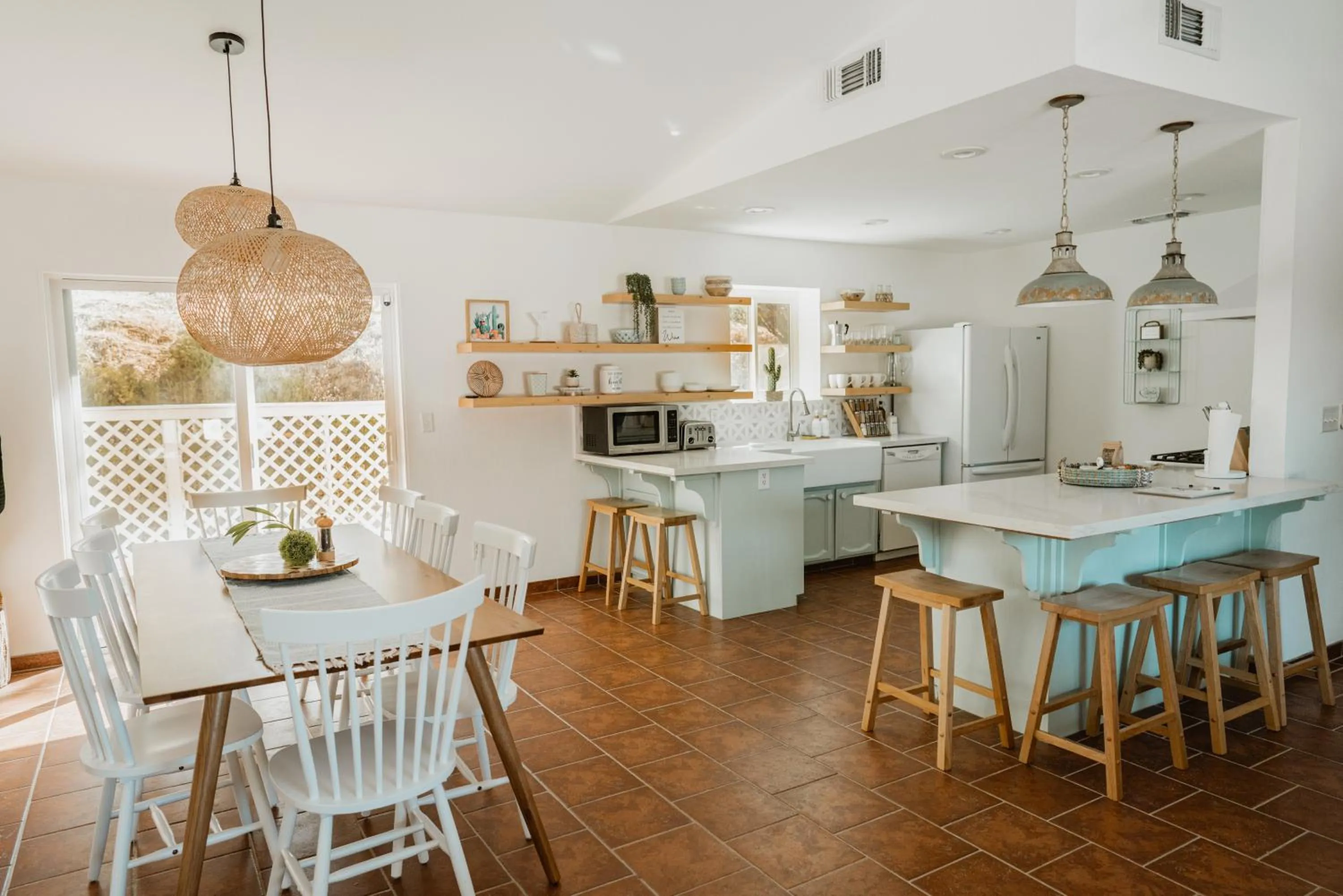 Kitchen or kitchenette in Boho chic oasis by Casa Oso with pool, spa and views