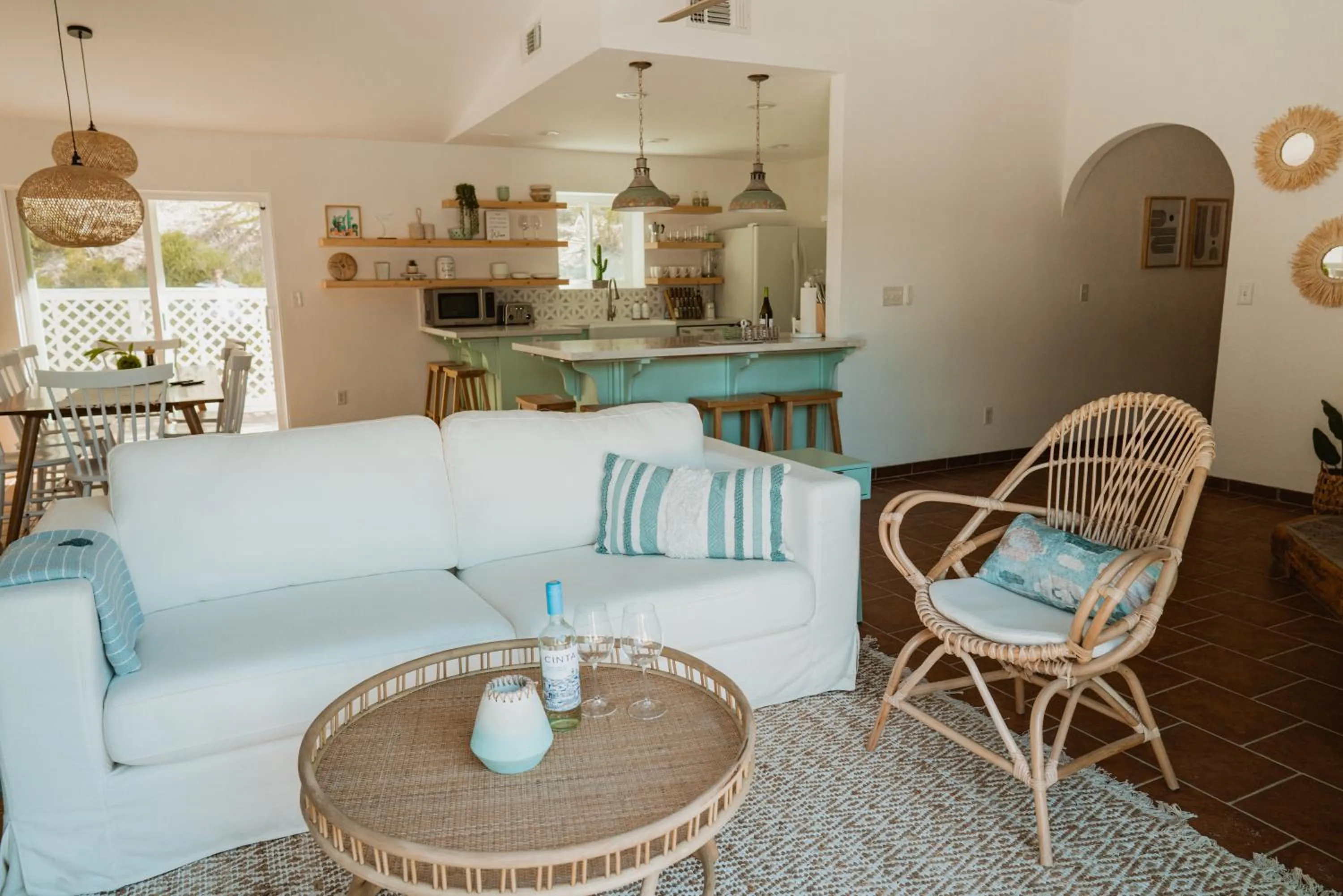 Kitchen or kitchenette in Boho chic oasis by Casa Oso with pool, spa and views
