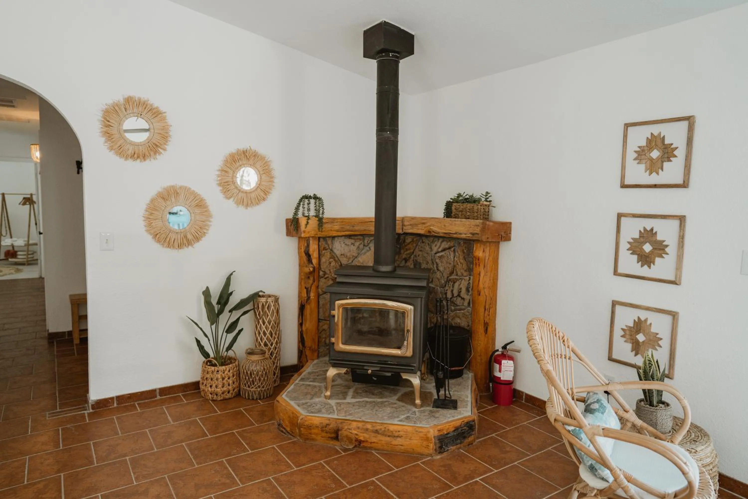 Living room in Boho chic oasis by Casa Oso with pool, spa and views
