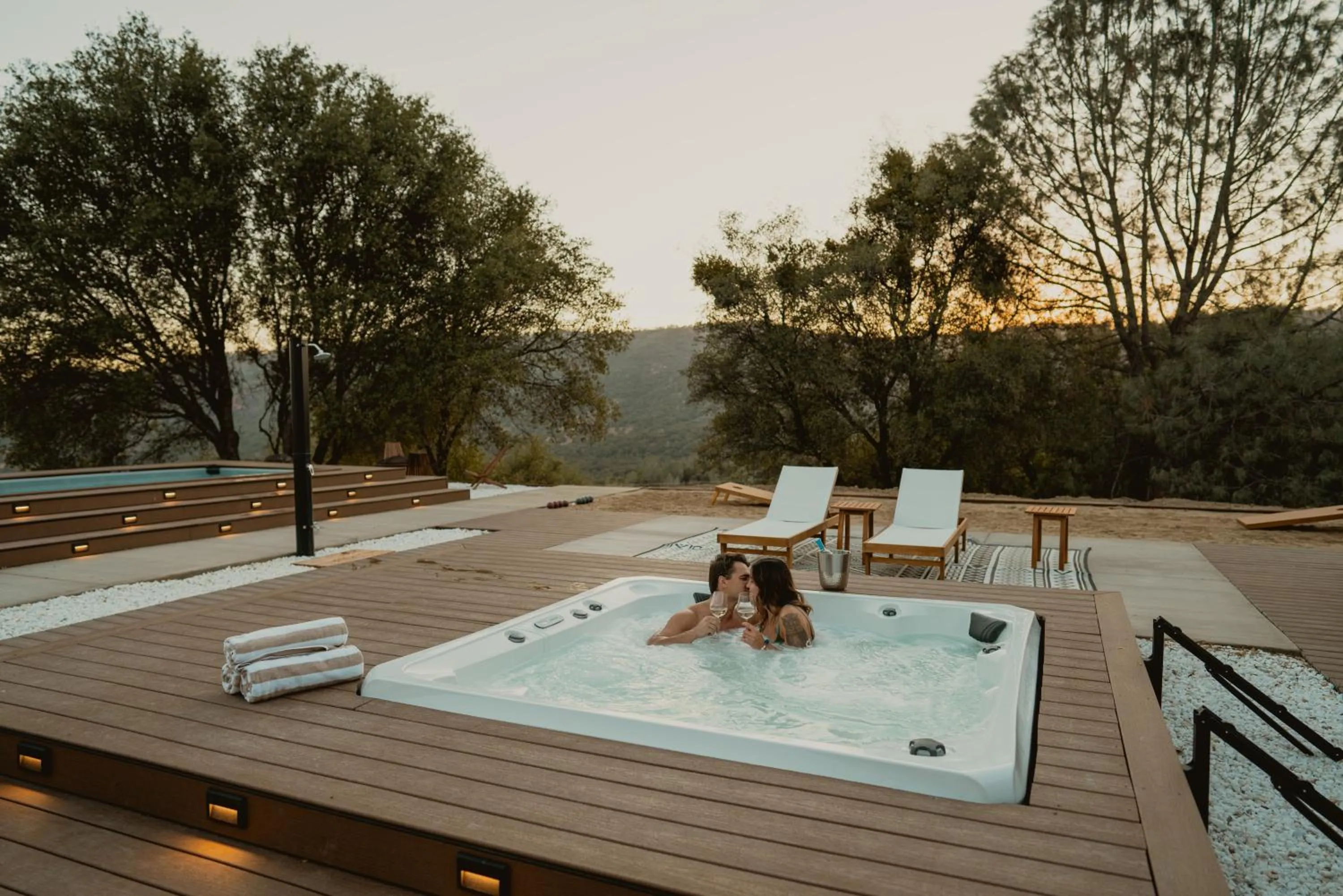 Patio in Boho chic oasis by Casa Oso with pool, spa and views