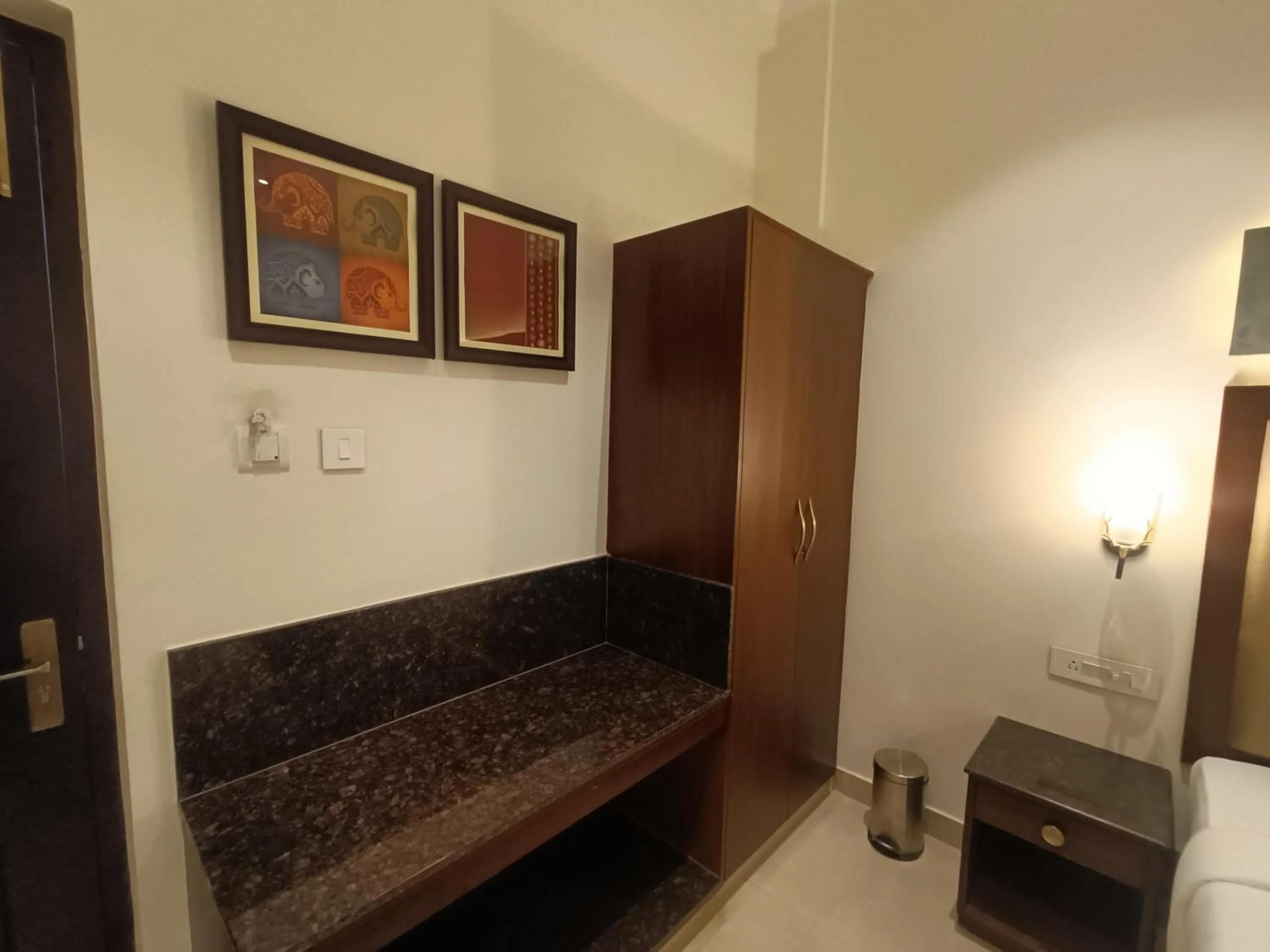 wardrobe, Bed in Hotel Comorin Grand