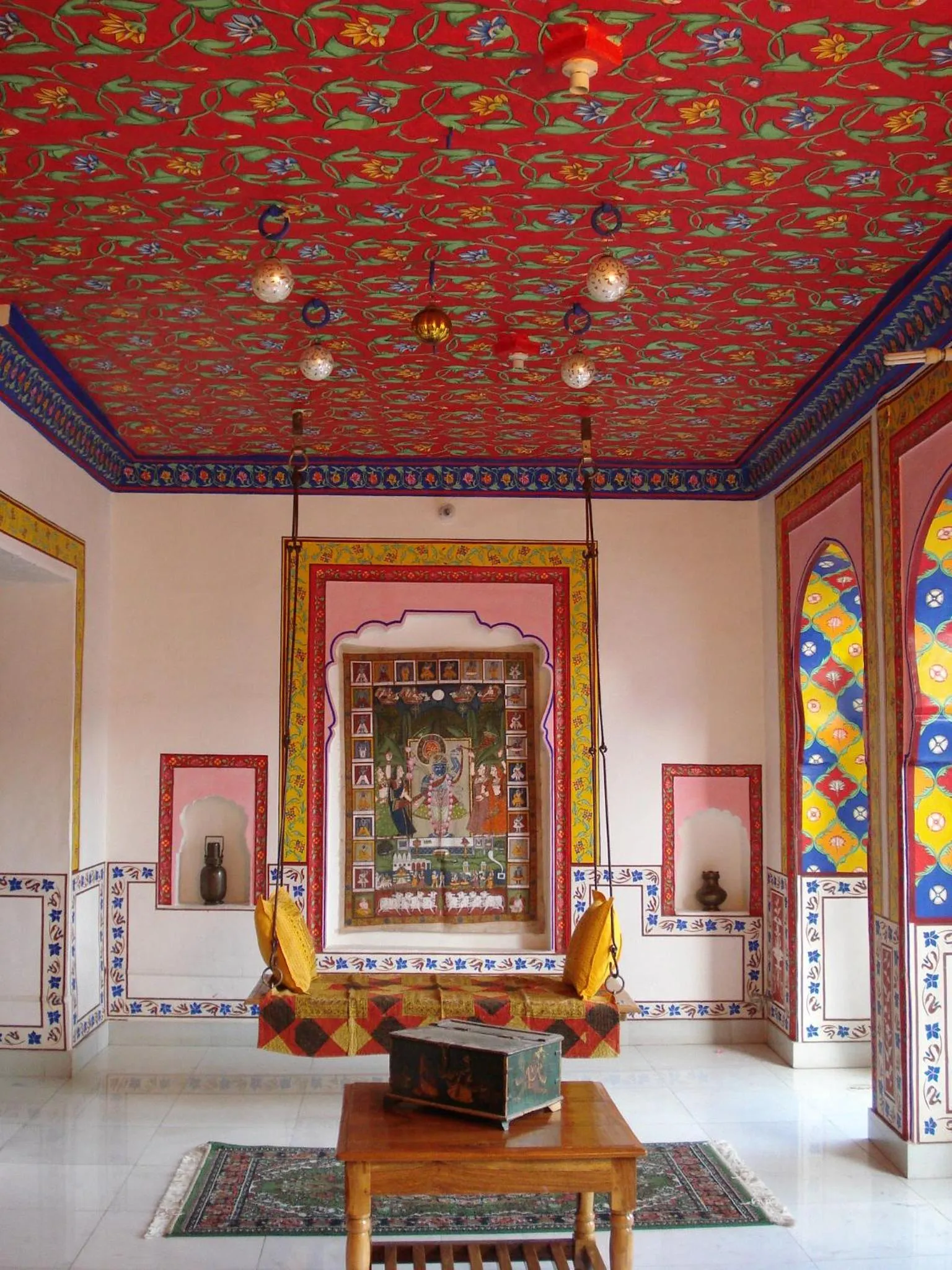 Living room in Haveli Braj Bhushanjee Heritage Hotel and Museum